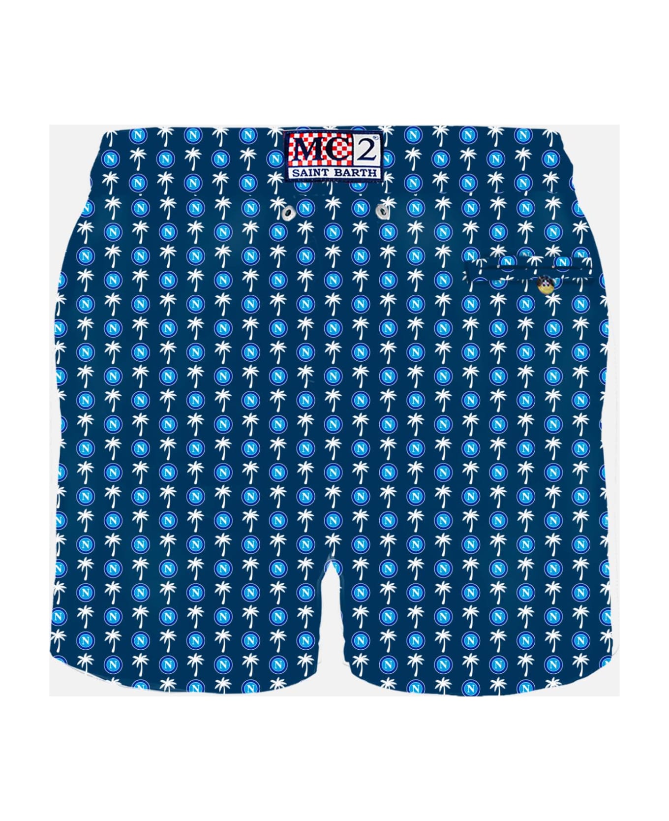 MC2 Saint Barth Man Light Fabric Swim Shorts With Napoli Logo Print | Ssc Napoli Special Edition - BLUE