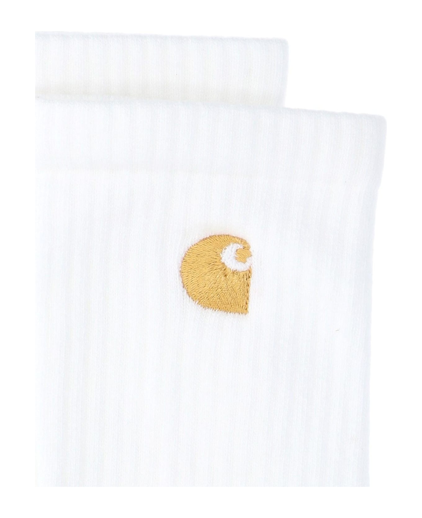 Carhartt Logo Socks - Bianco/oro