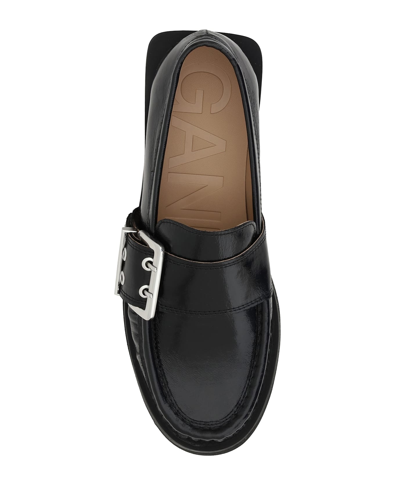 Ganni Feminine Buckle Loafers - Black