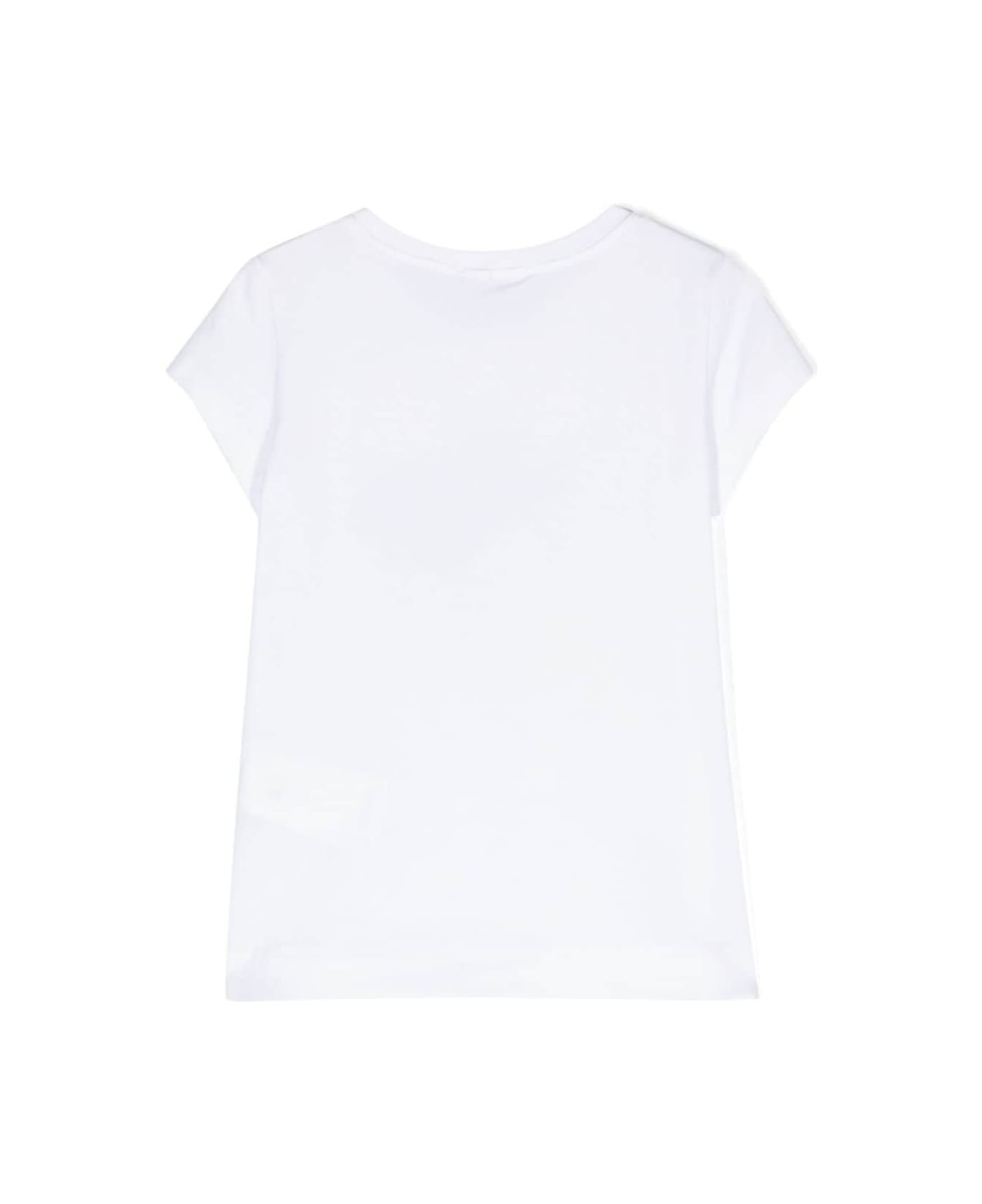 Monnalisa White T-shirt With Fish Print In Stretch Cotton Girl - White
