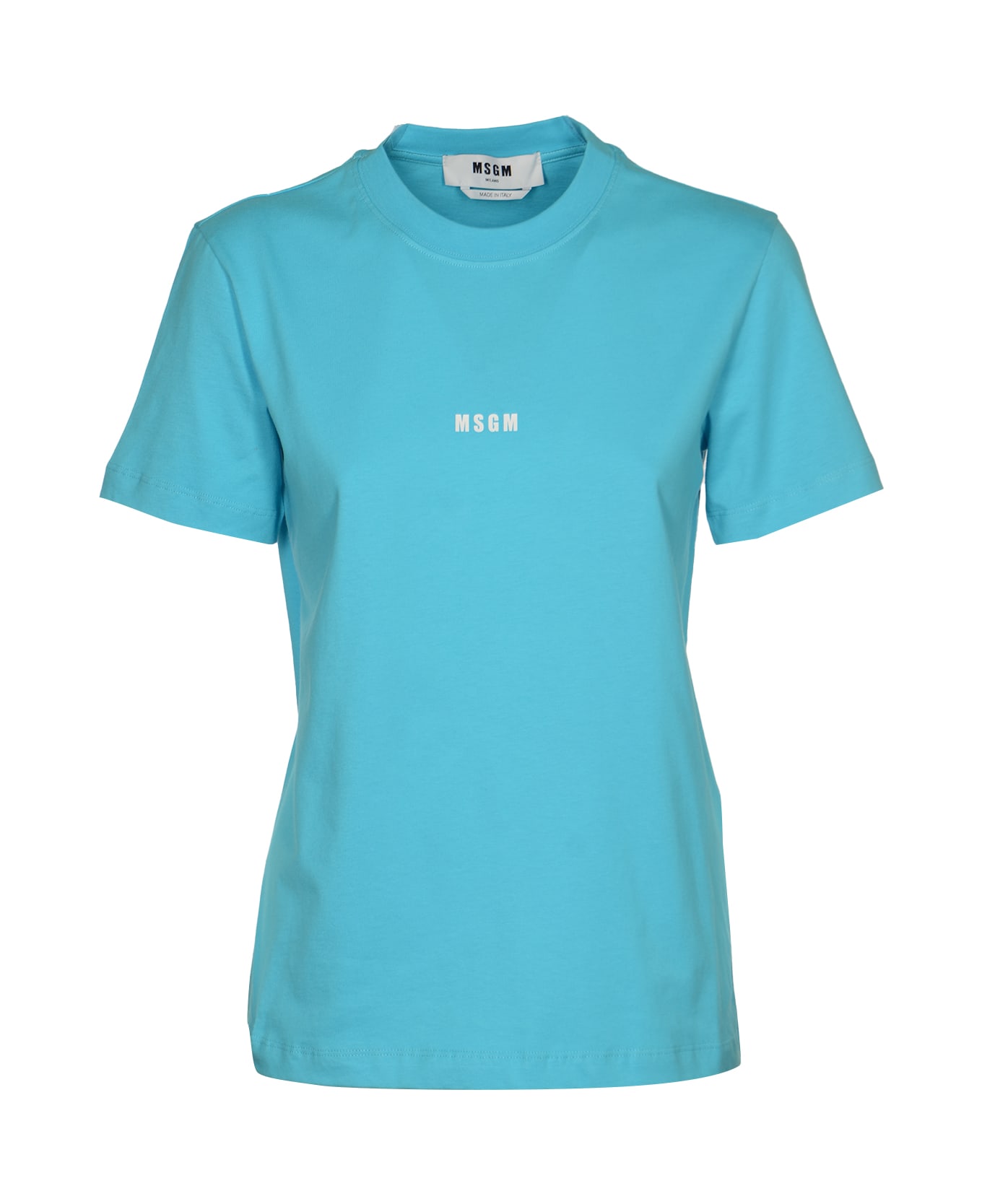 MSGM Logo Round Neck T-shirt - Light Blue