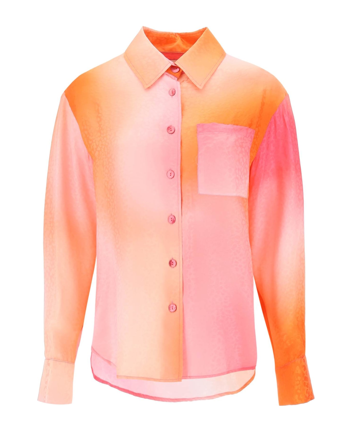 Art Dealer Charlie Shirt In Jacquard Silk - PINK ORANGE PRINT (Orange) シャツ
