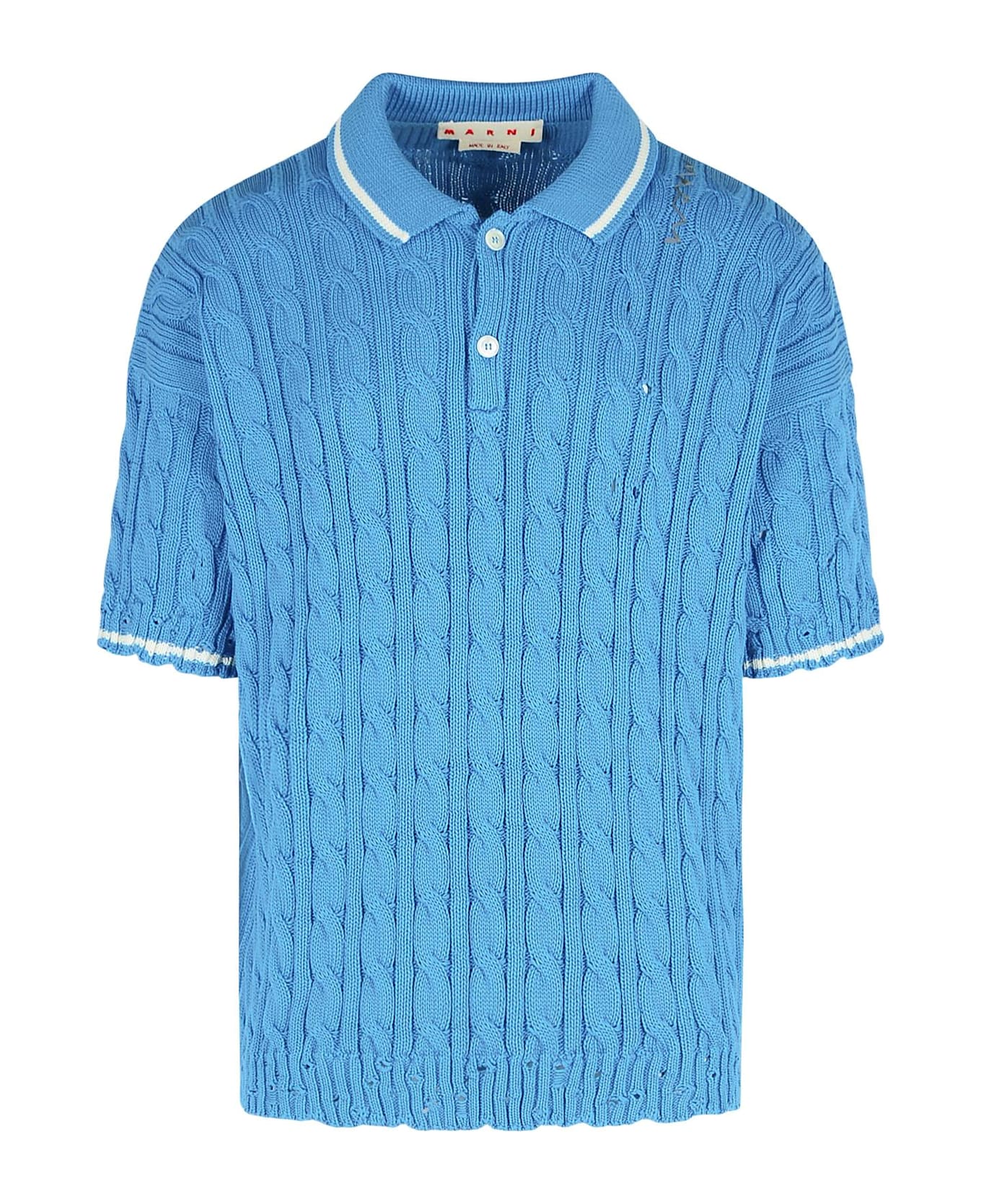 Marni Polo Shirt In Light Blue Cotton - Azure