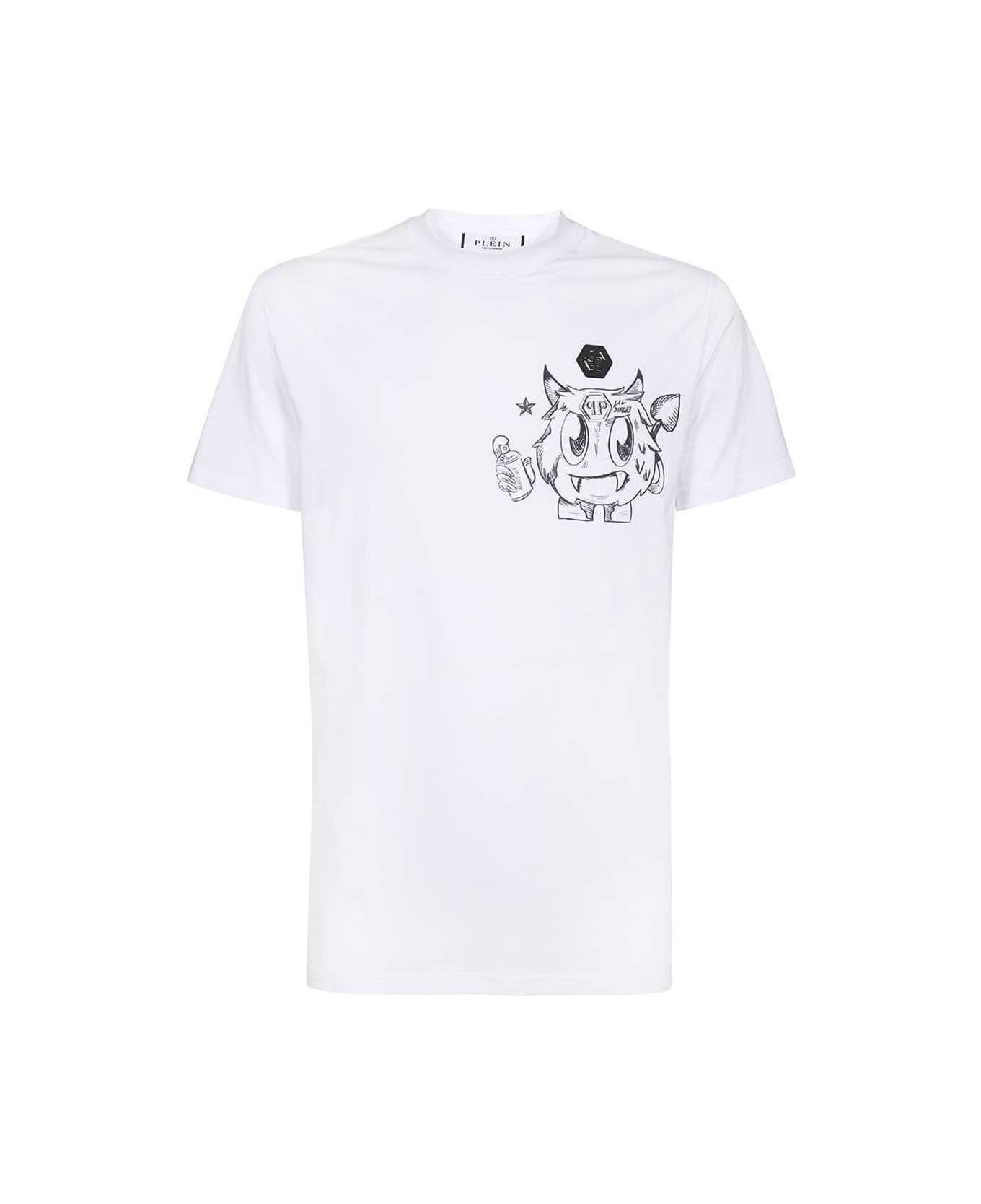 Philipp Plein Printed Cotton T-shirt - White