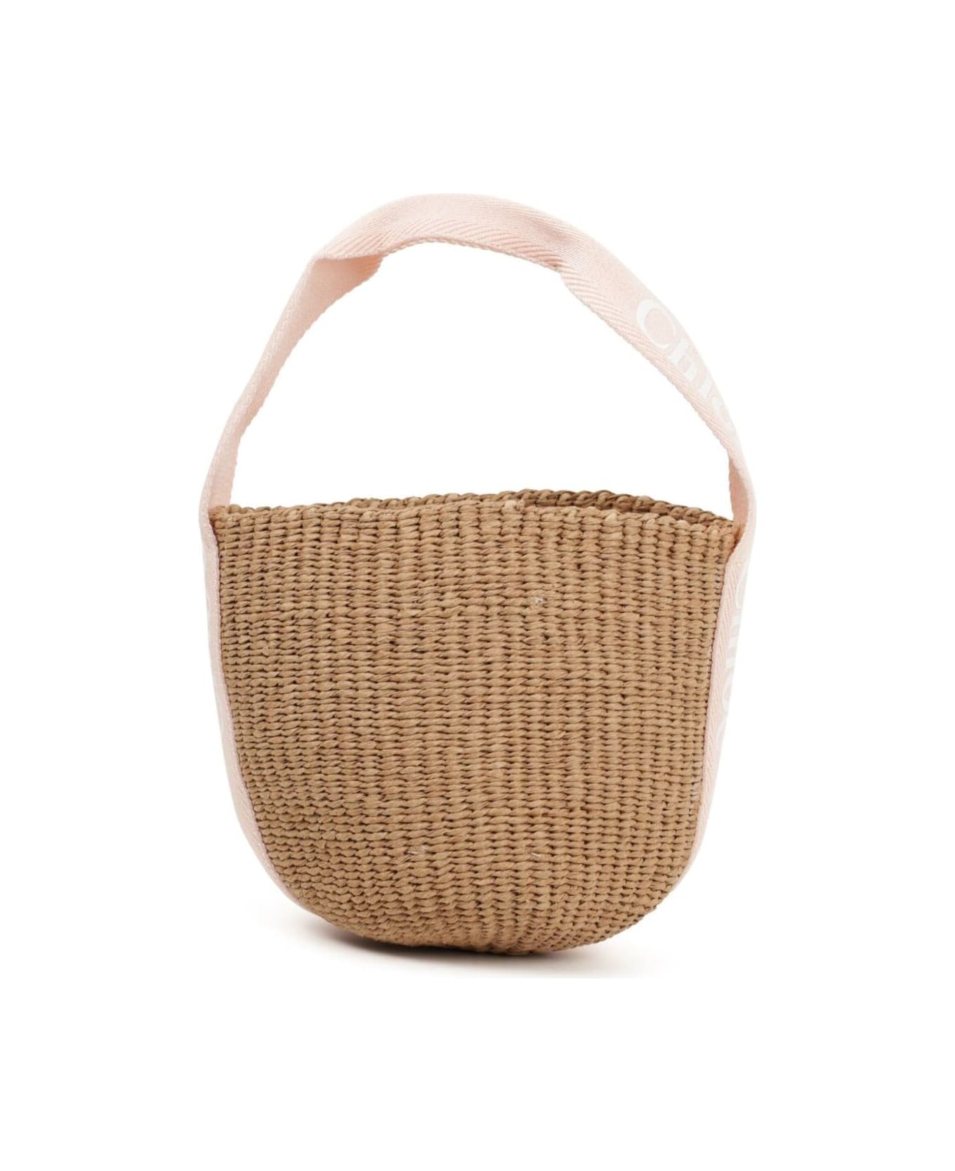 Chloé Beige Handbag With Woven Design And Strap With Logo In Synthetic Fiber Girl - Beige