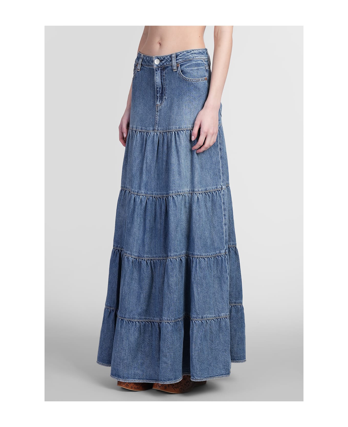 Alice + Olivia Mindy Skirt In Blue Cotton - blue