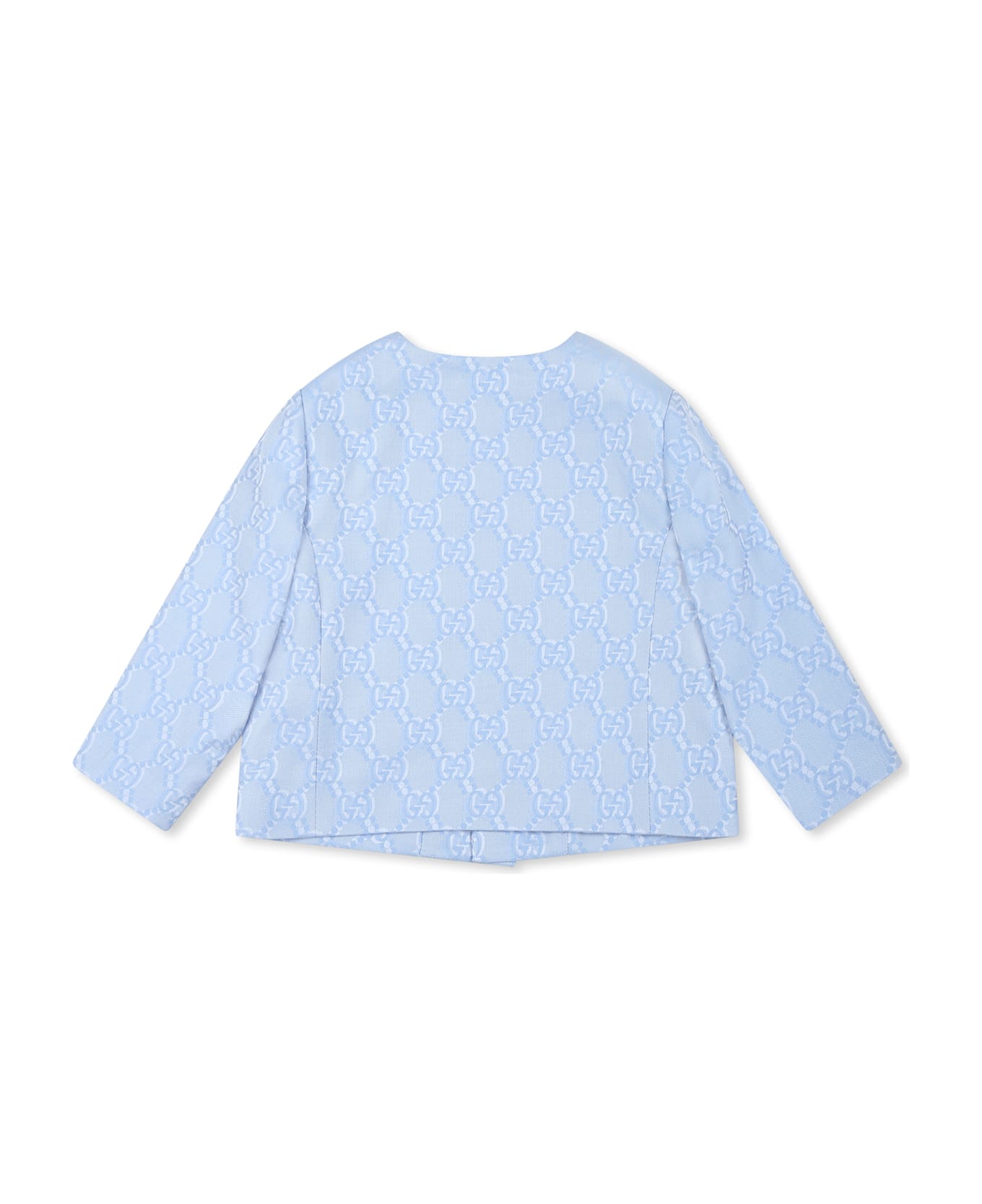 Gucci Light Blue Jacket For Baby Boy With Gg - Light Blue