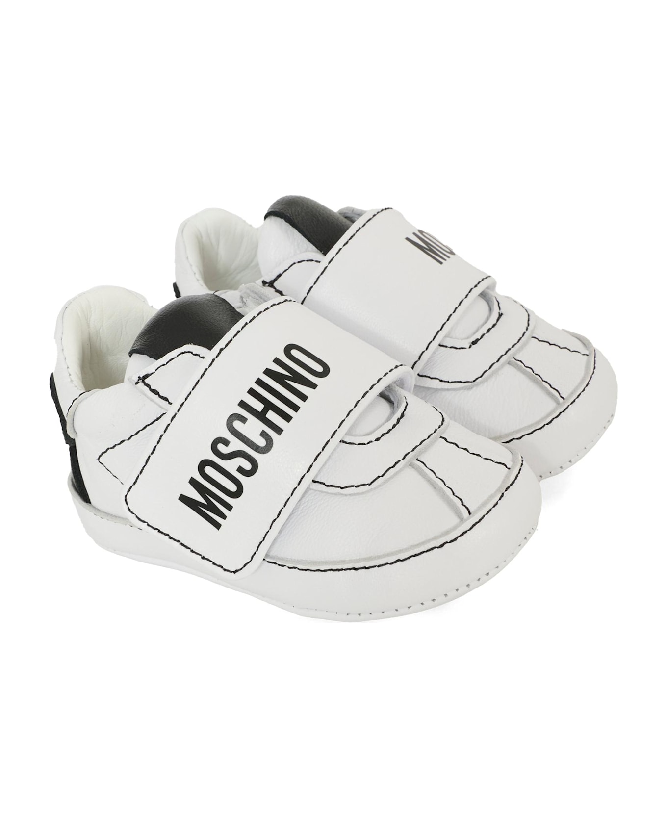Moschino White Sneakers For Babykids With Logo - White
