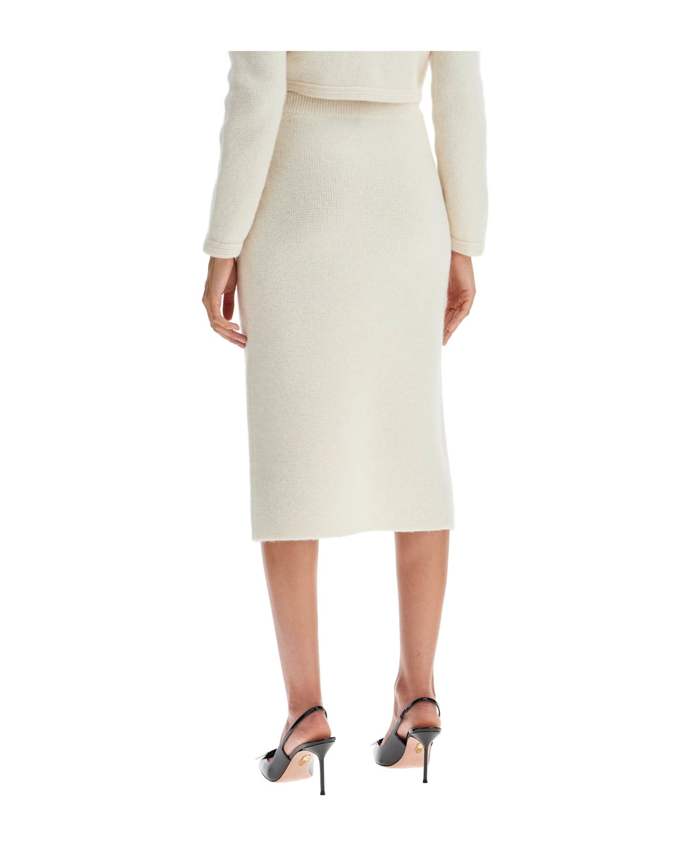 Alessandra Rich Ivory Alpaca Blend Skirt - WHITE