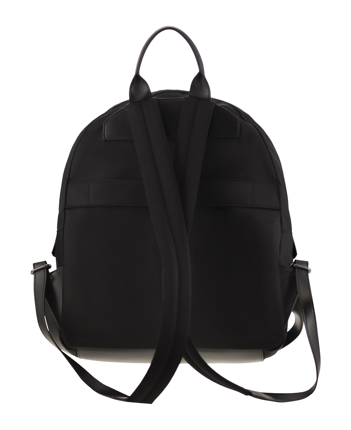 Kiton Technical Fabric Backpack With Logo - Black