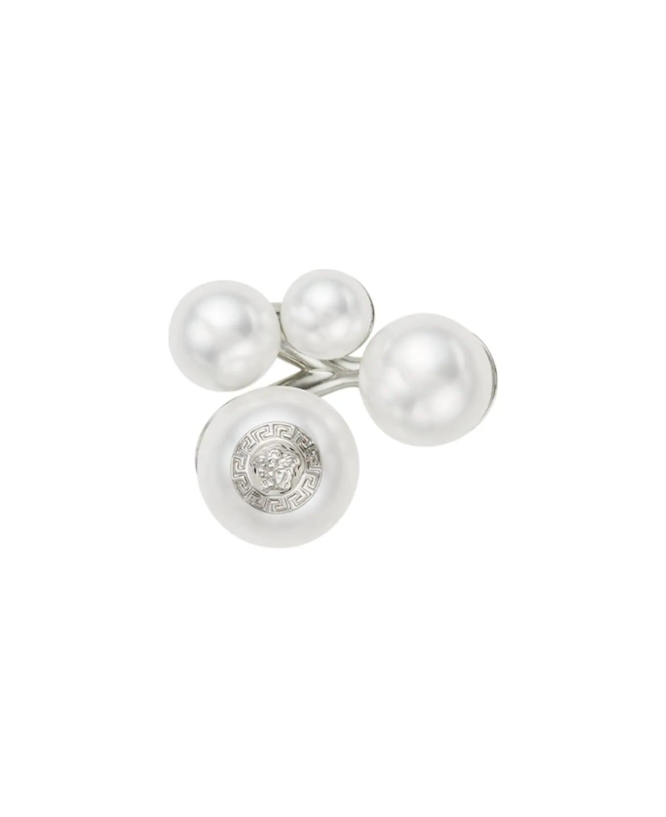 Versace Ring Metal With Pearl - Palladium White リング