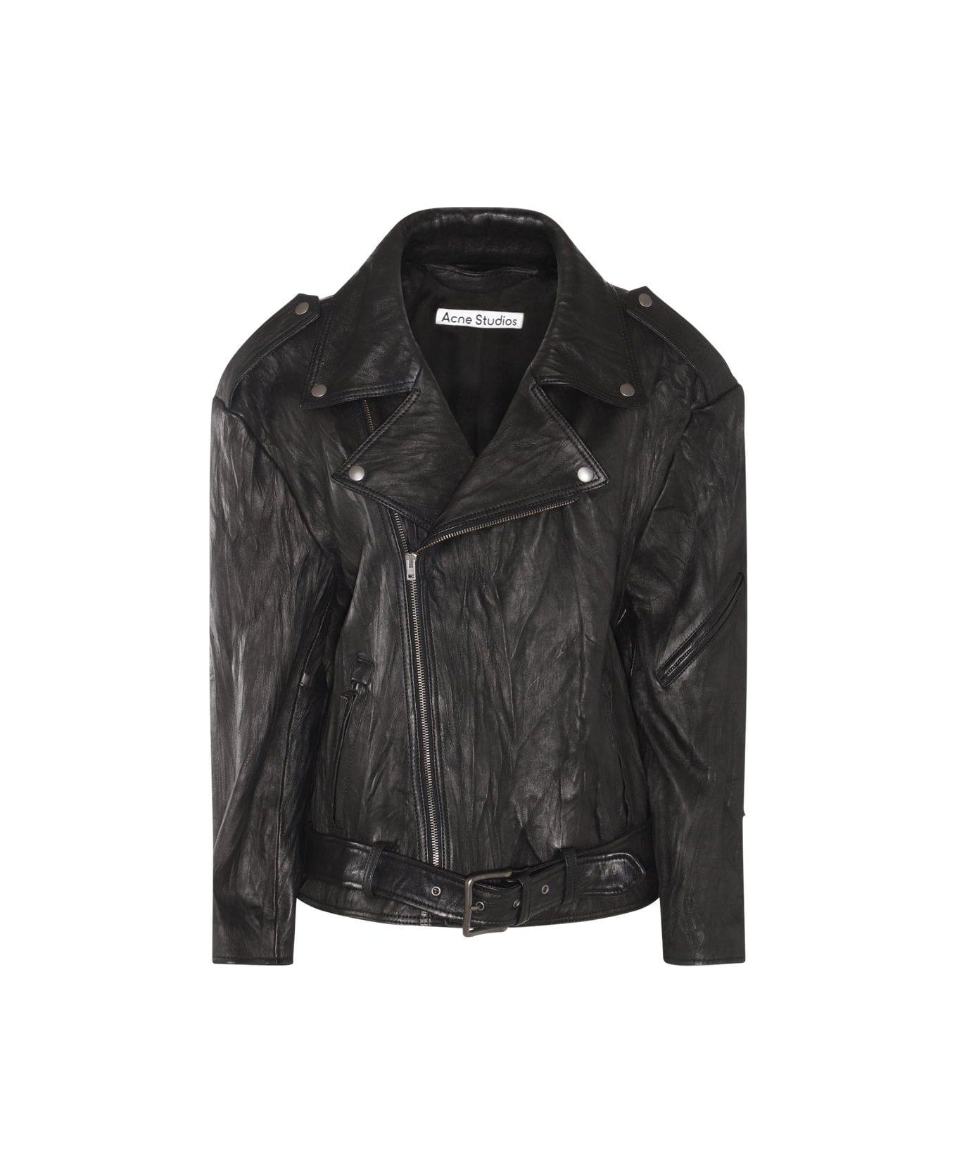 Acne Studios Double-breasted Zip Leather Jacket - Black レザージャケット