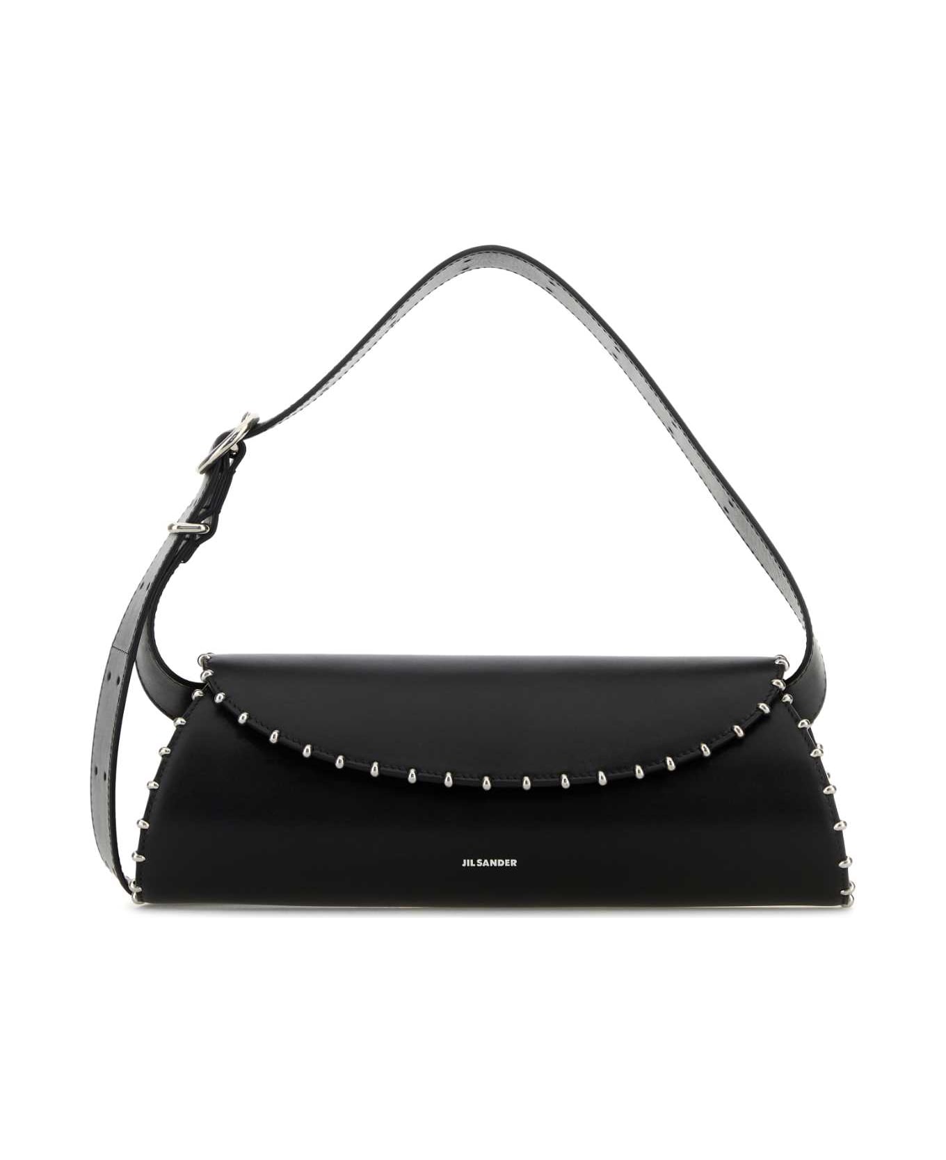 Jil Sander Black Leather Cannolo Crossbody Bag - BLACK