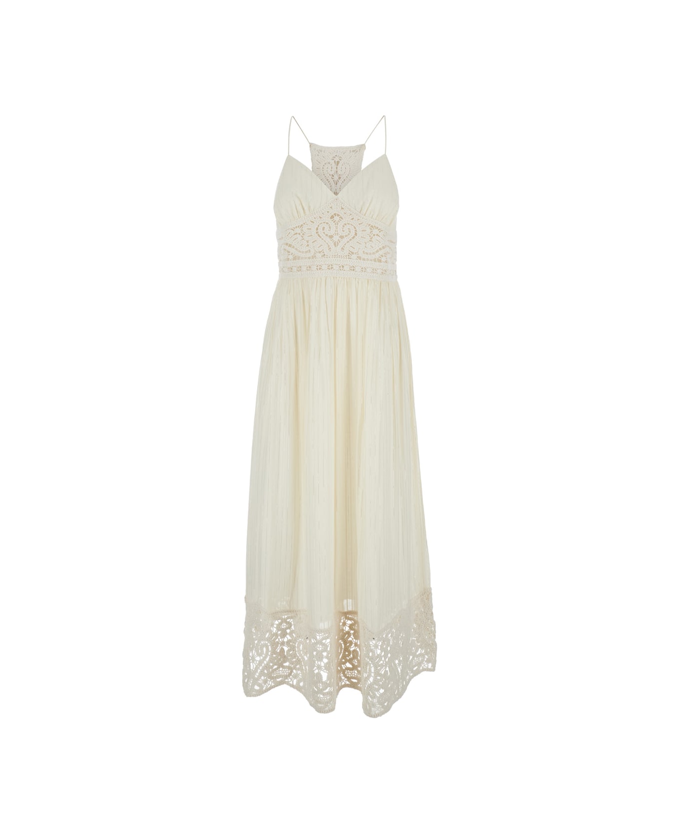 TwinSet White Long Dress With Embroidered Motifs In Cotton Blend Woman - White