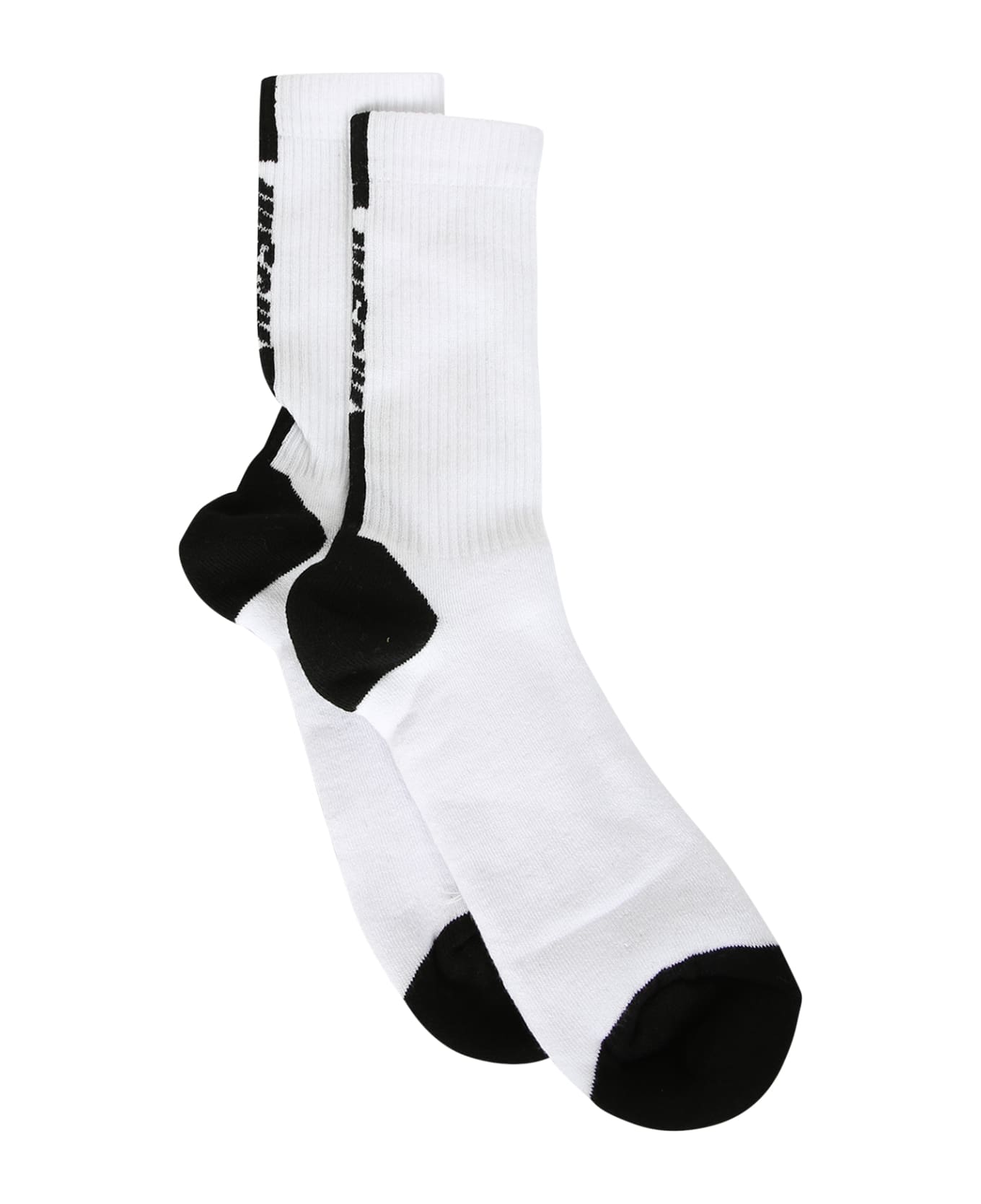 MSGM Ribbed Socks With Logo From Msgm - White