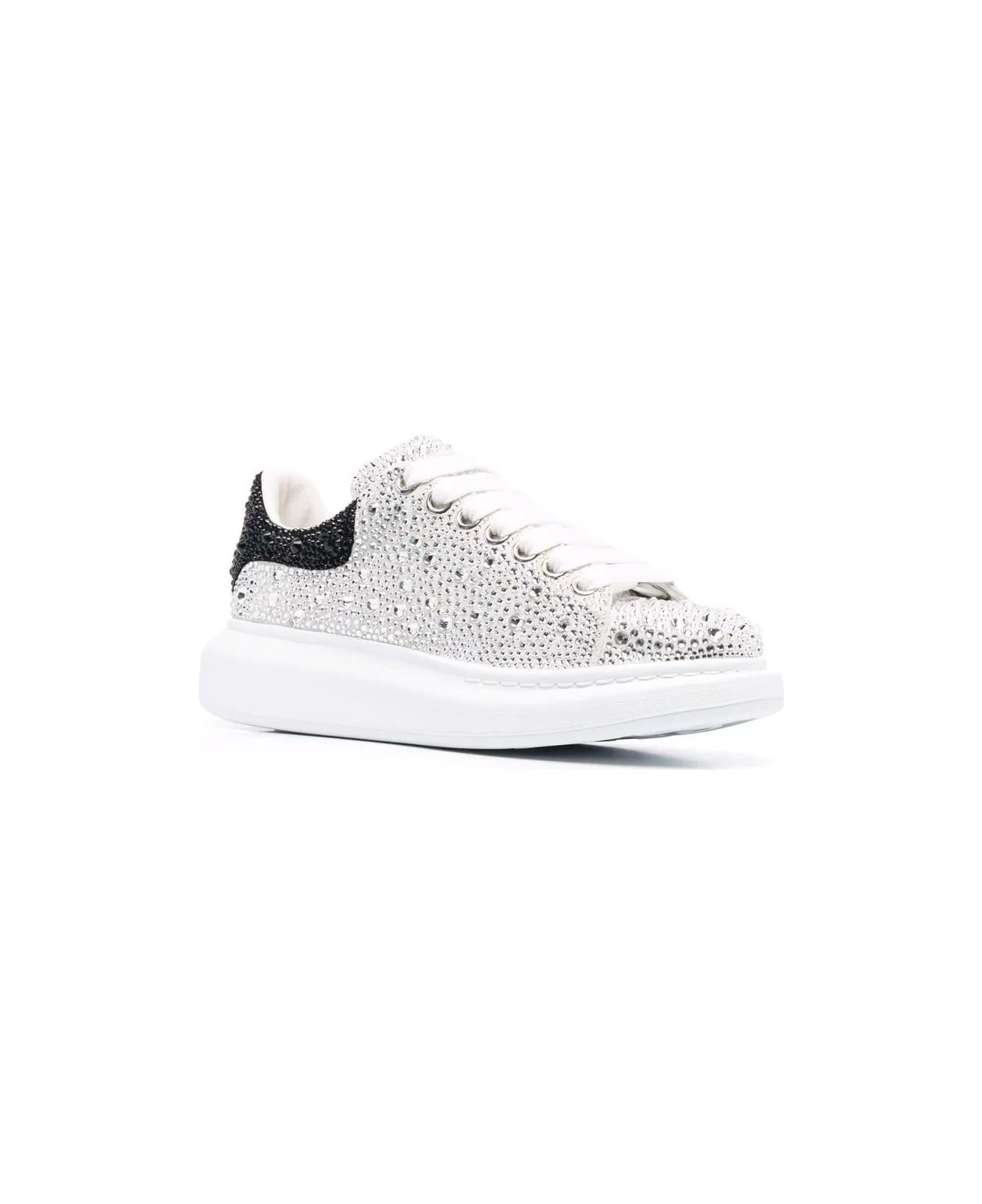 Alexander McQueen Embellished Leather Sneakers - Argento