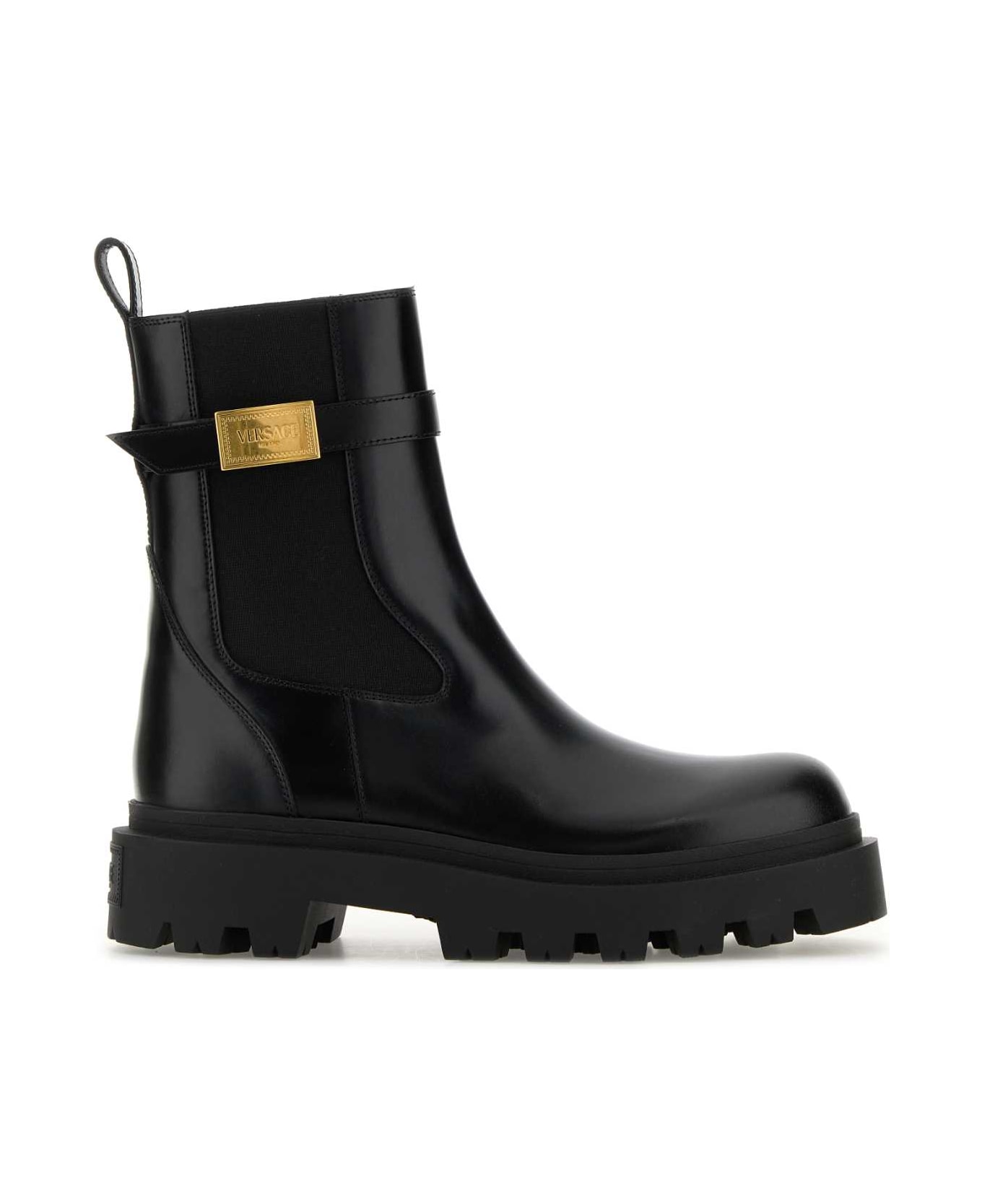 Versace Black Leather Alba Ankle Boots | italist Versace Black Leather Alba Ankle Boots | italist