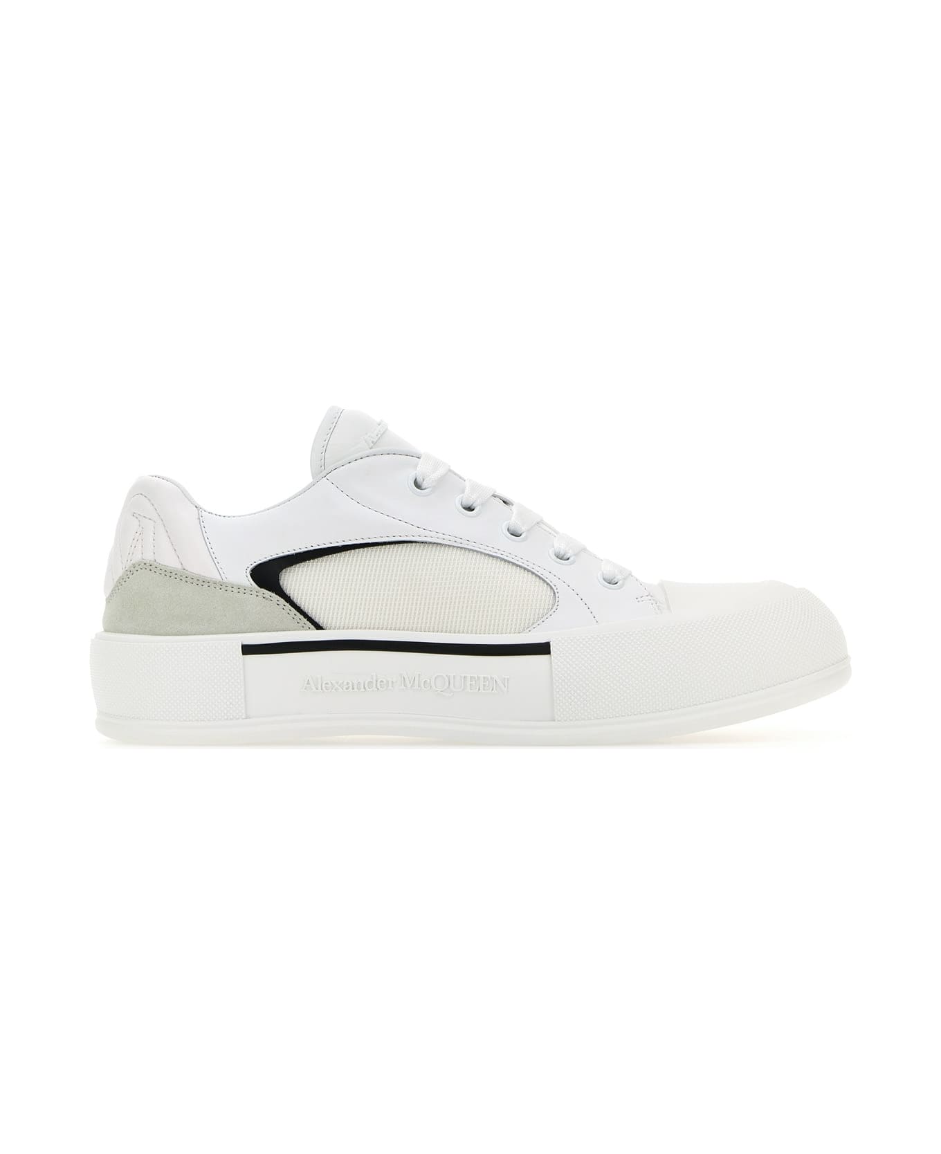 Alexander McQueen White Canvas And Leather Plimsoll Sneakers - WHITEBLACK