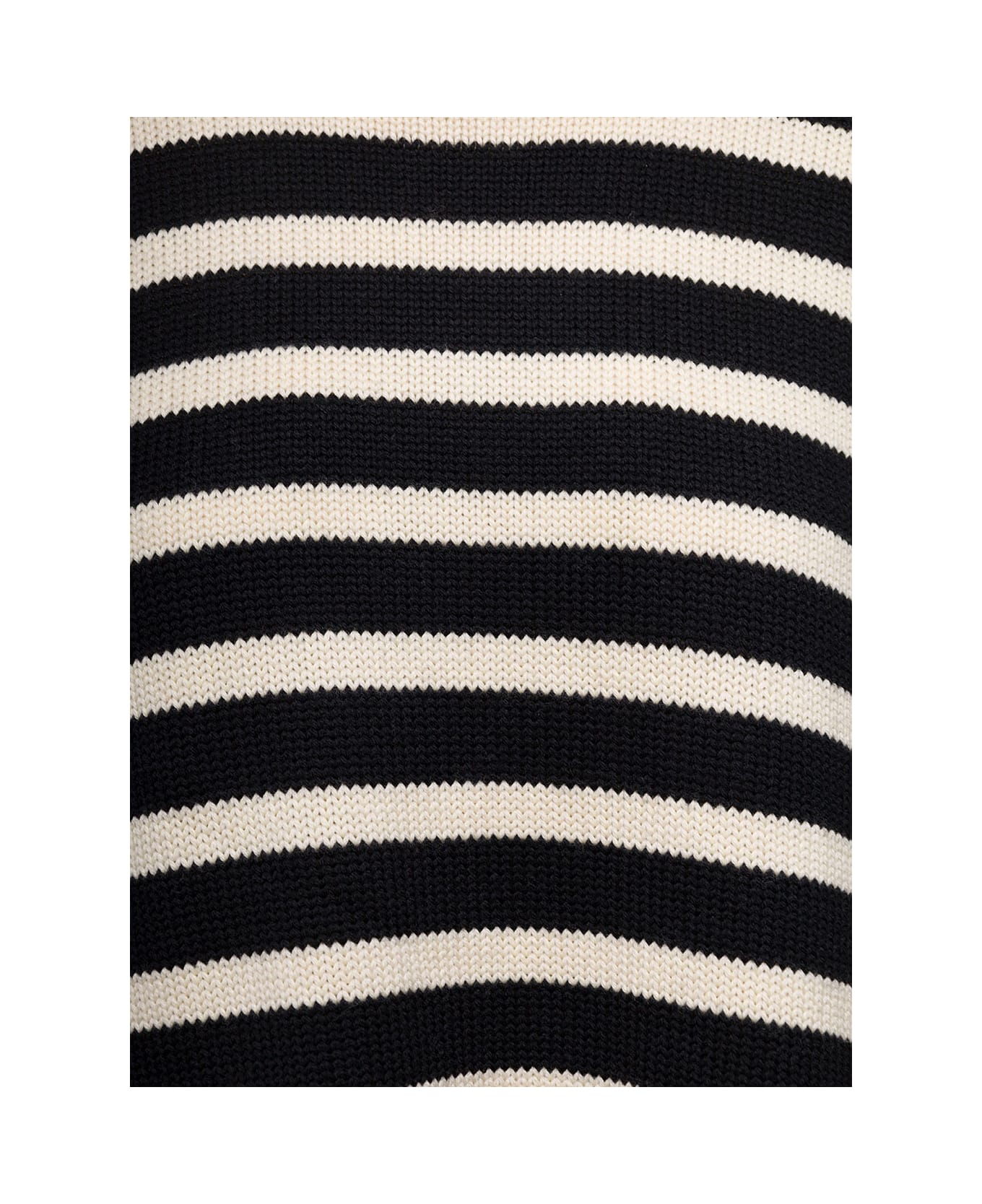 Totême Black And White Sweater With Striped Motif In Wool Woman - Black ニットウェア