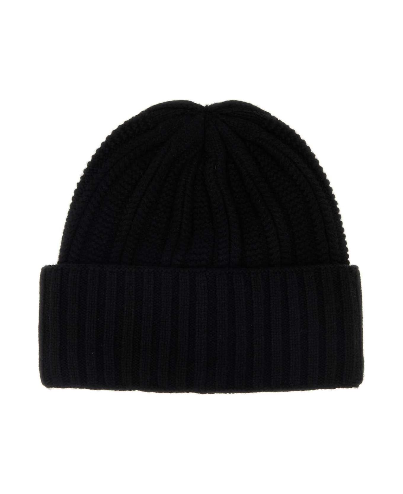 Max Mara Black Cashmere Macbeth Beanie Hat - BIANCO