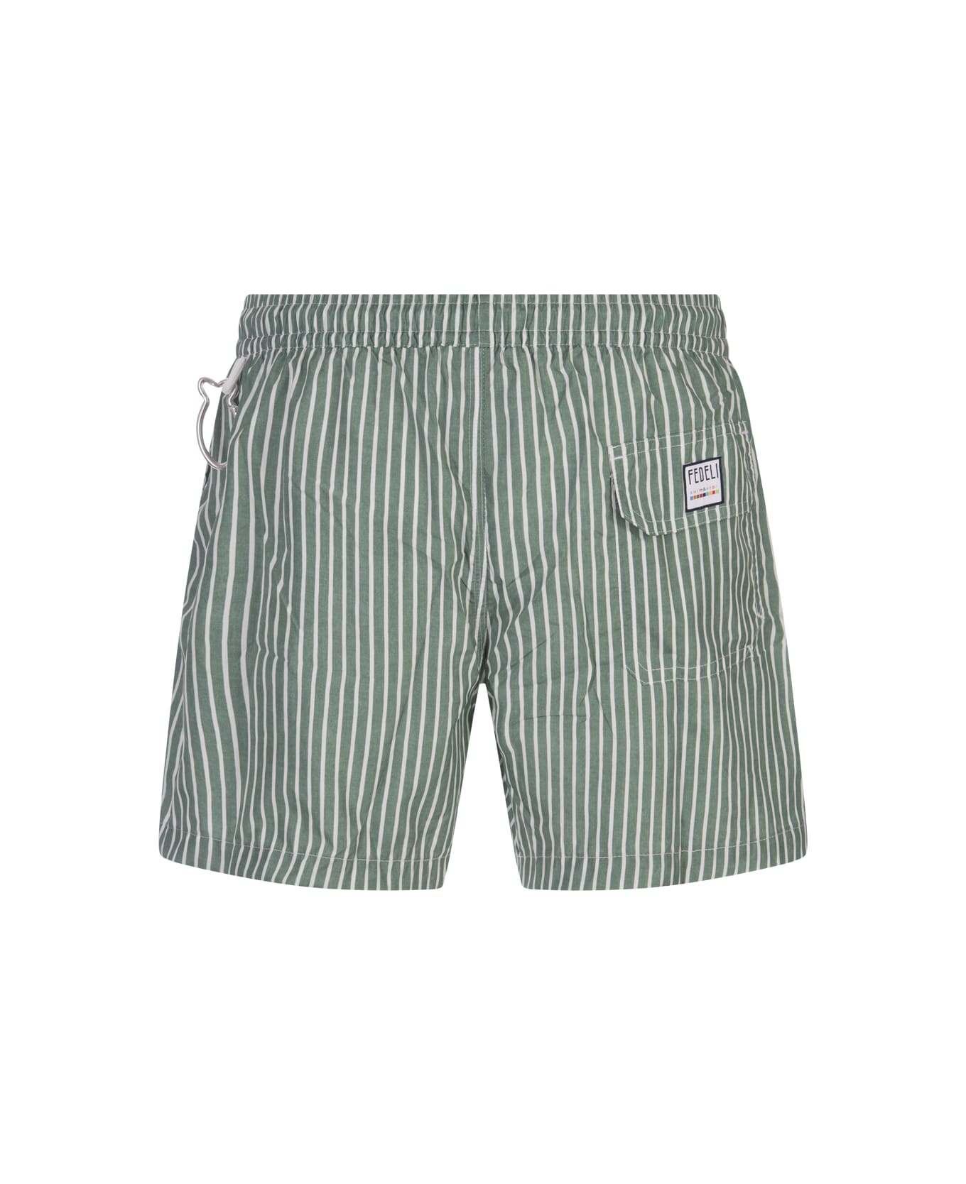 Fedeli Green And White Striped Swim Shorts - Green スイムトランクス