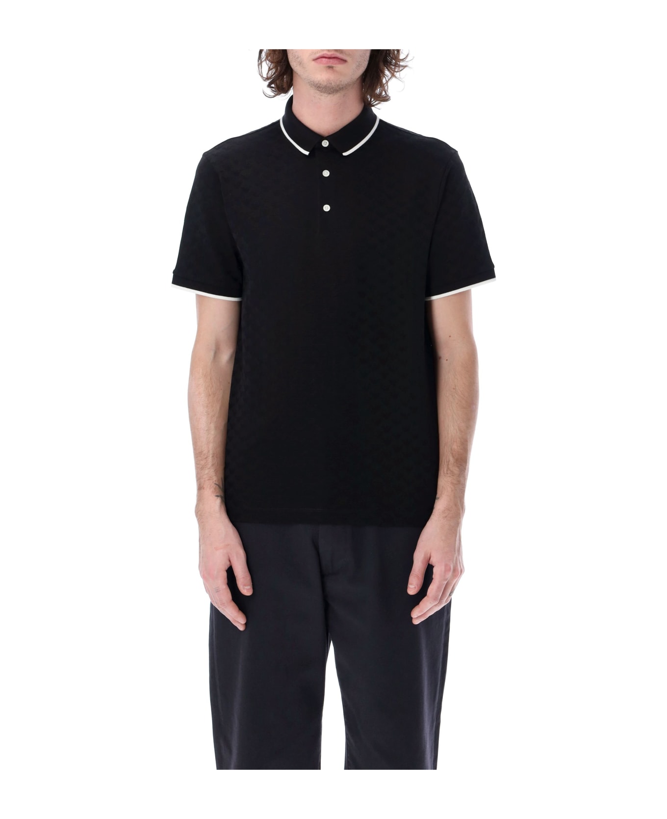 Emporio Armani Jacquard Eagle Polo Shirt - Black