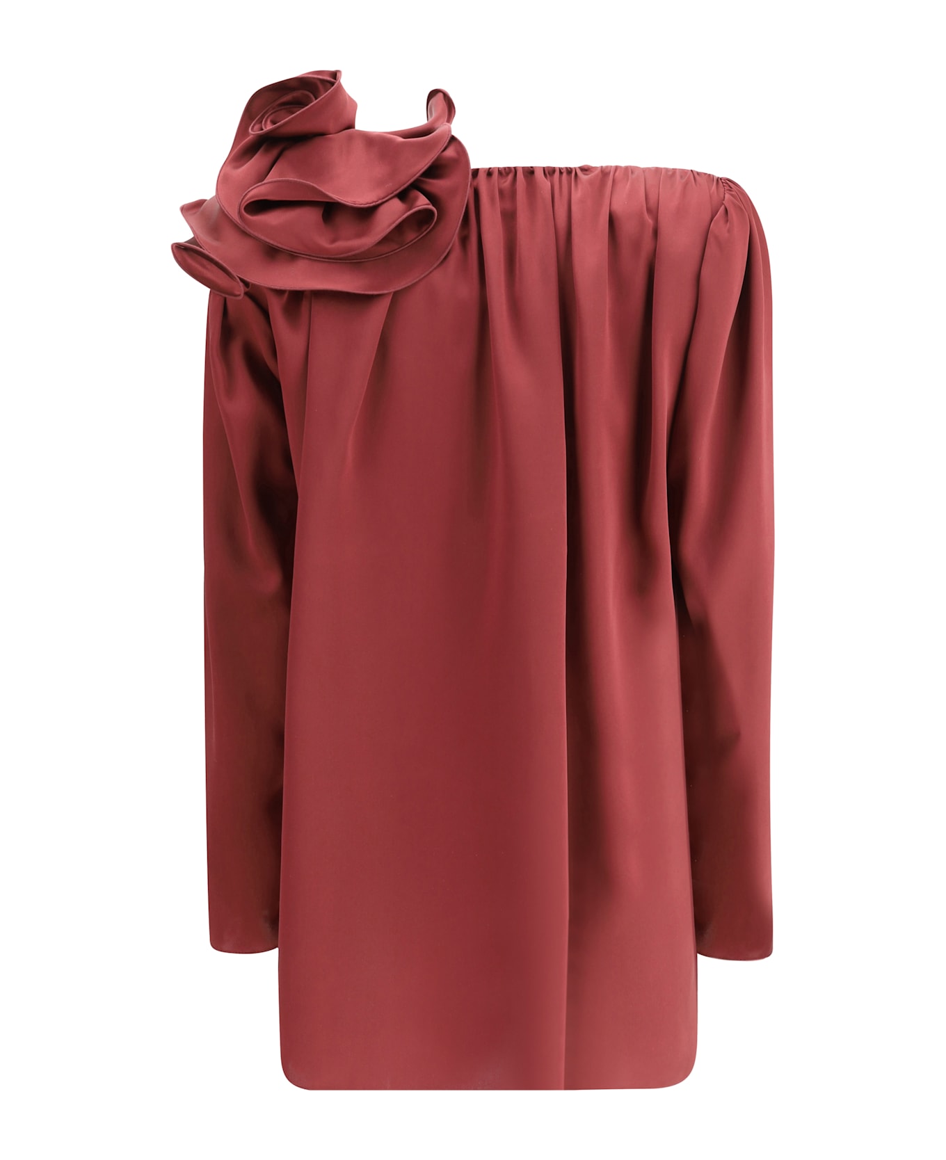 Magda Butrym Silk Blouse With Rose Detail - Bordeaux