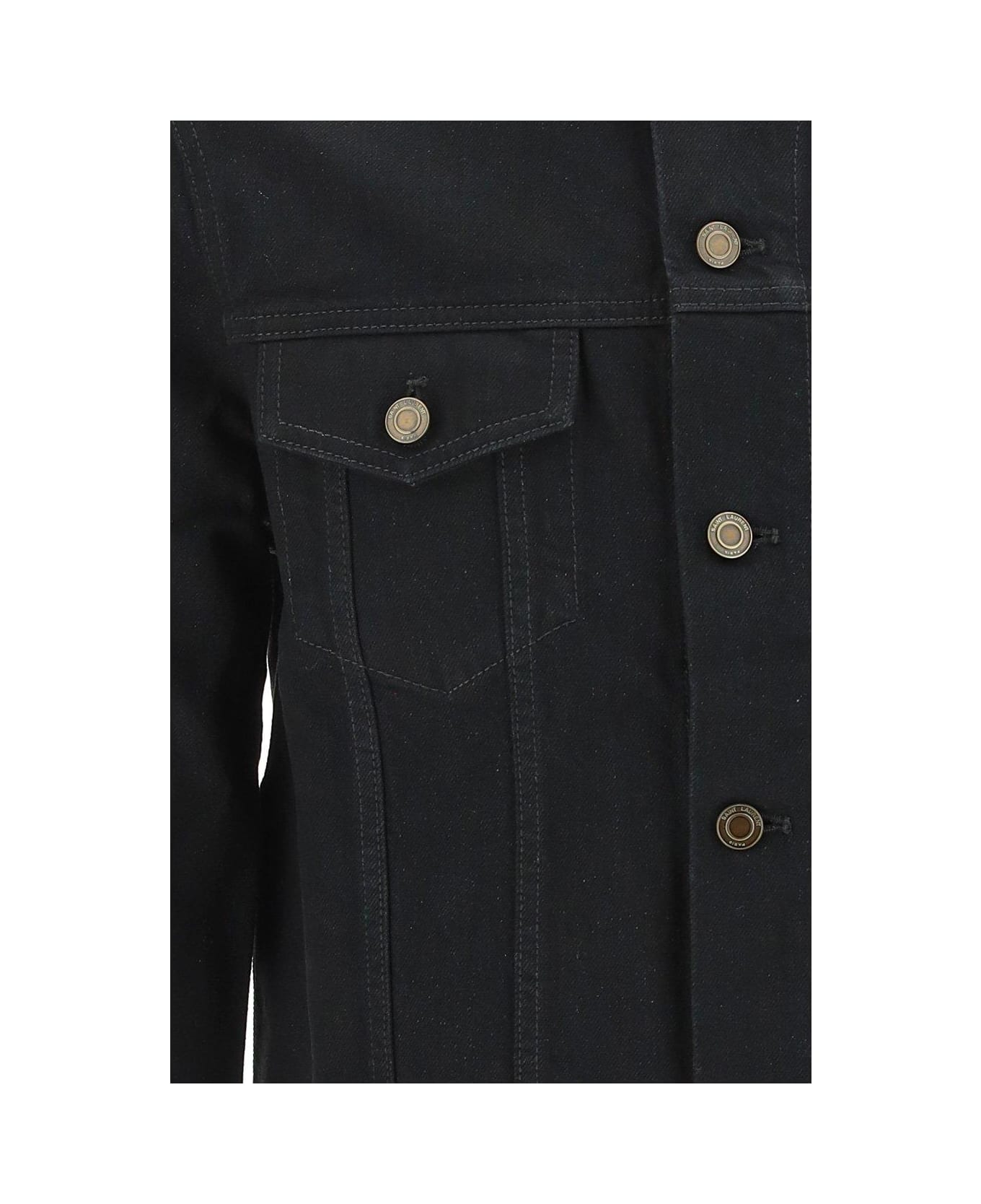 Saint Laurent Long-sleeved Denim Jacket - Worn Black