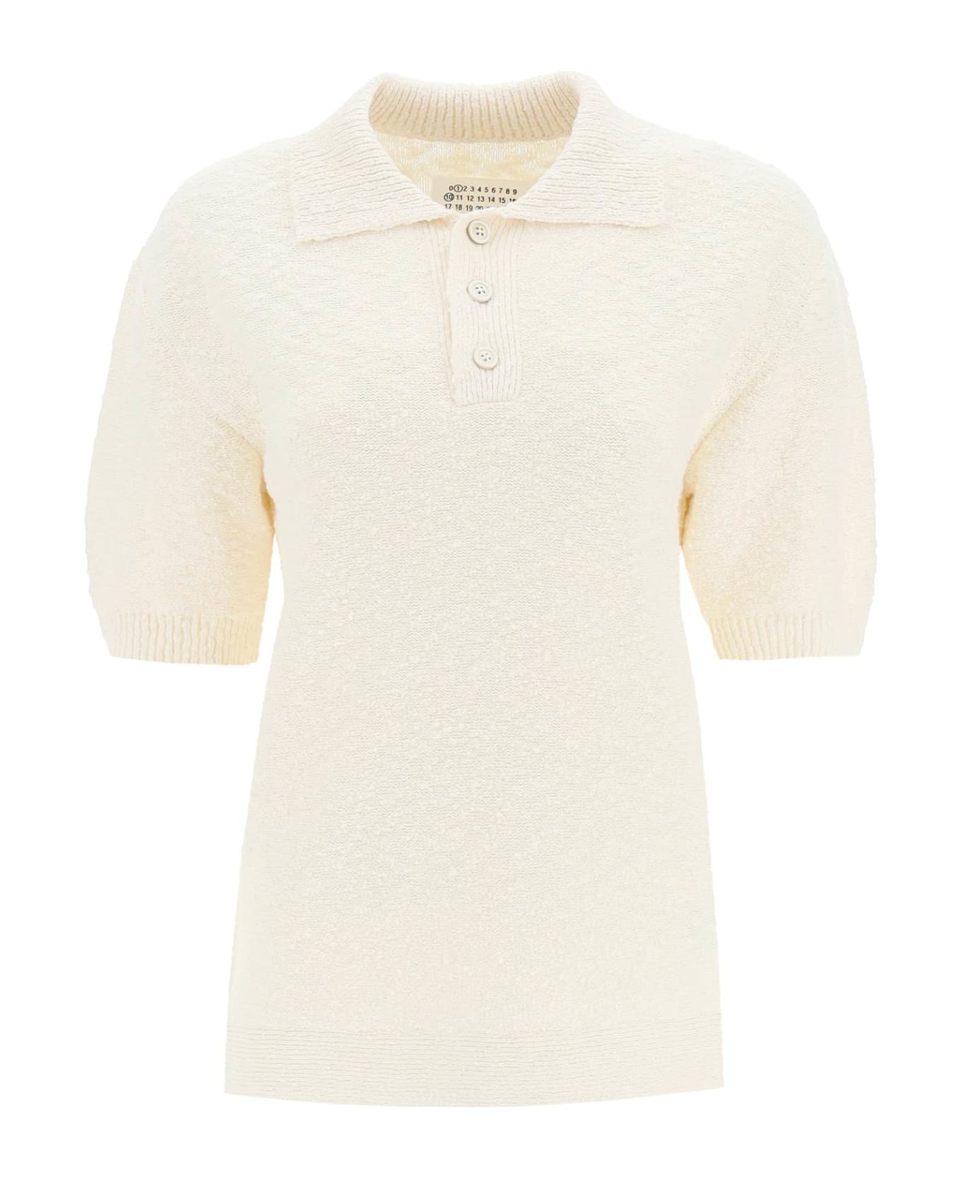 Maison Margiela Rib Trim Knit Polo Shirt - OFF WHITE (White) ポロシャツ