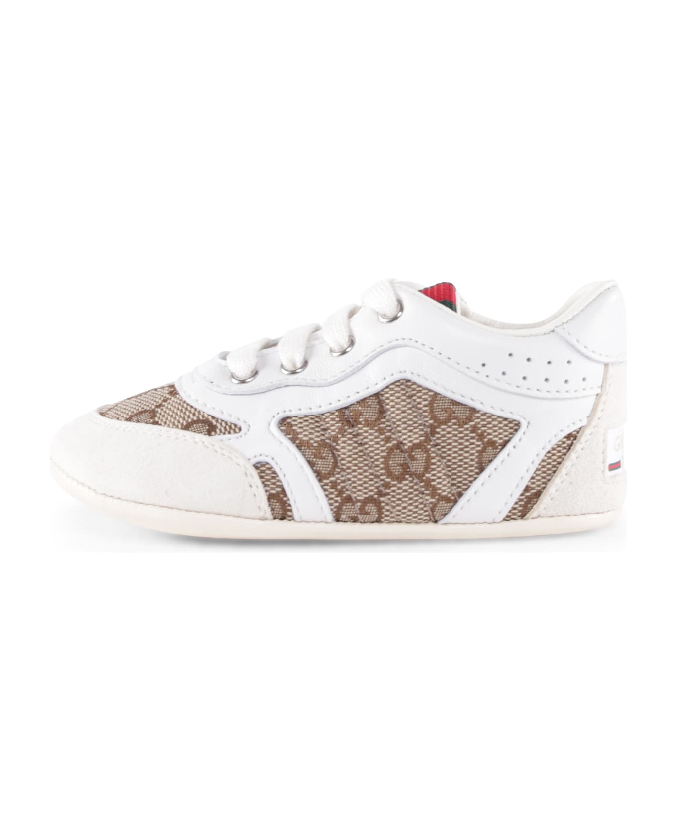 Gucci White Re-web For Babykids With Logo - Beige