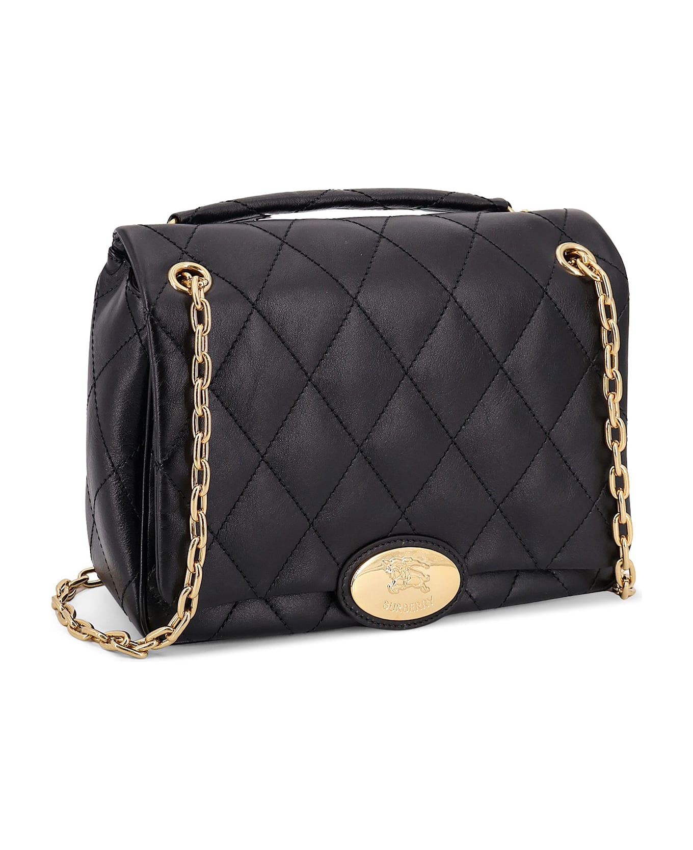 Burberry Matelassé Leather Shoulder Bag - Black
