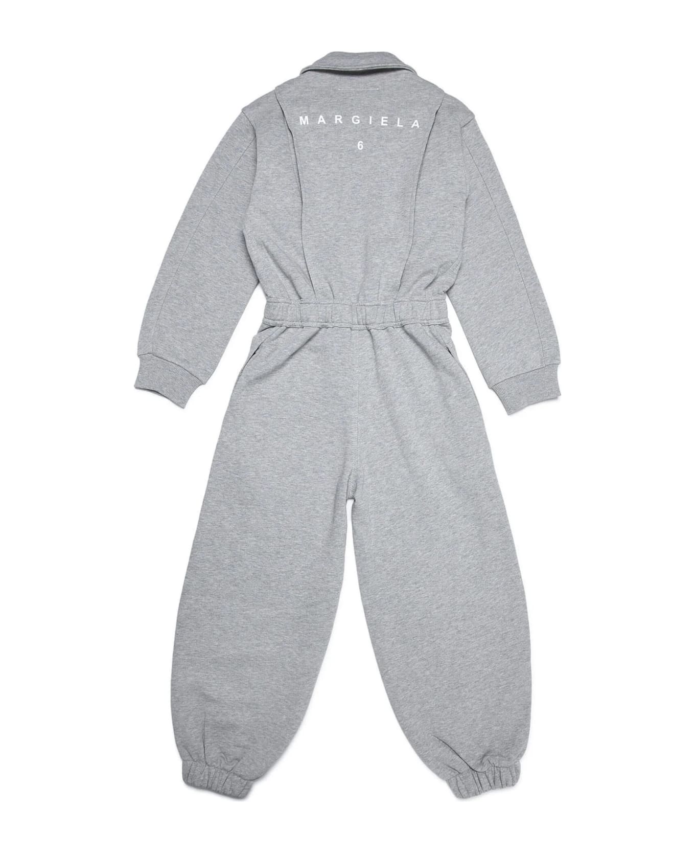 MM6 Maison Margiela Long-sleeve Gray Cotton Fleece Jumpsuit - Gray