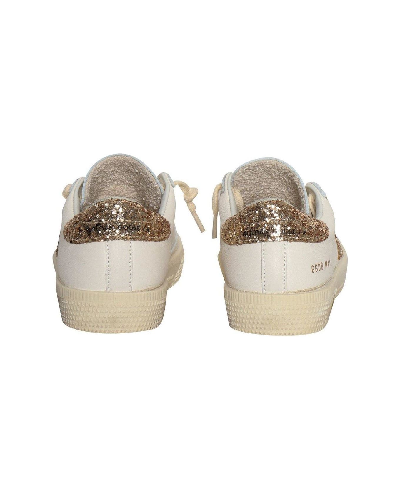 Golden Goose May Star Distressed Low-top Sneakers - White Gold