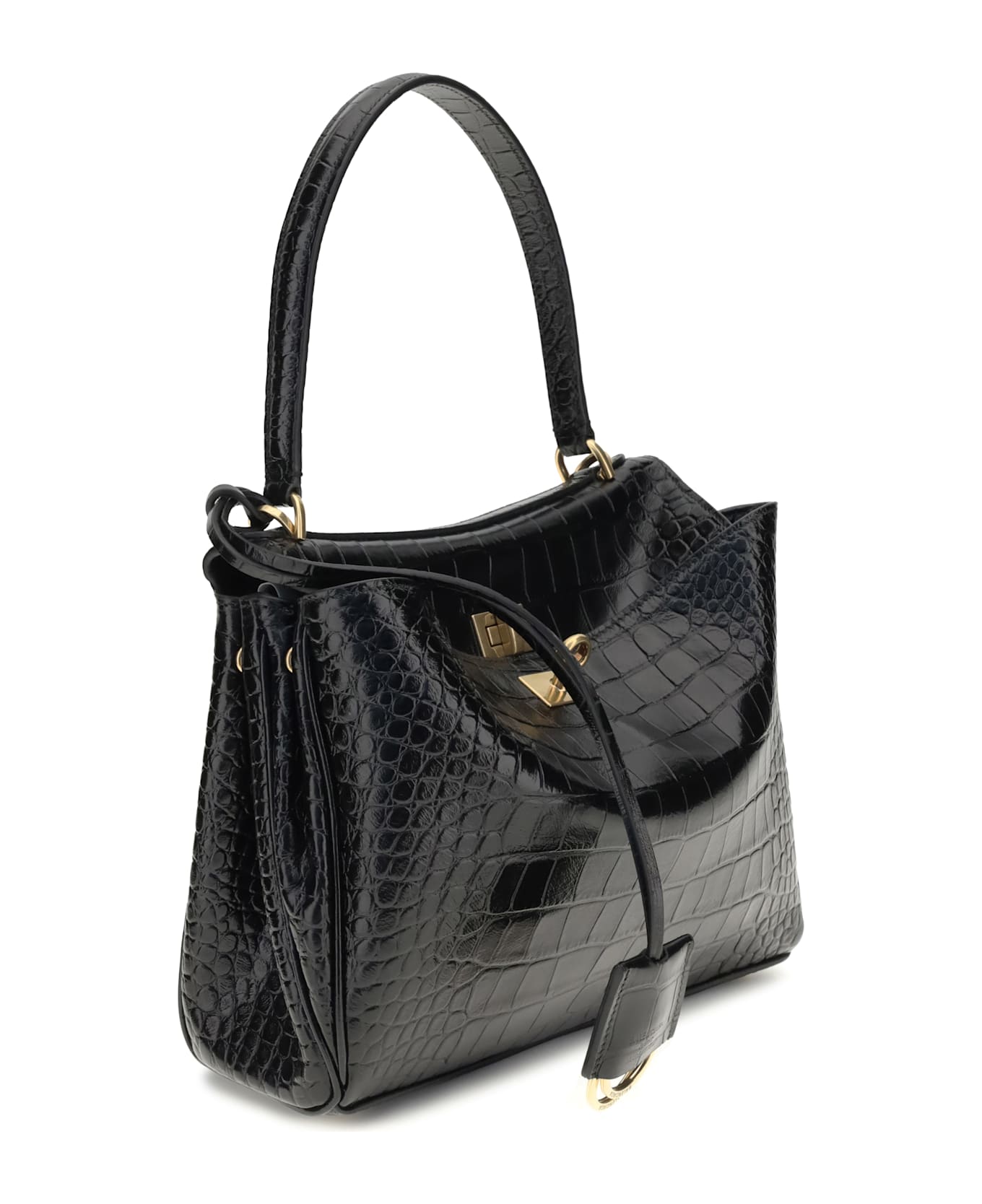Balenciaga Rodeo Shoulder Bag In Crocodile-print Leather