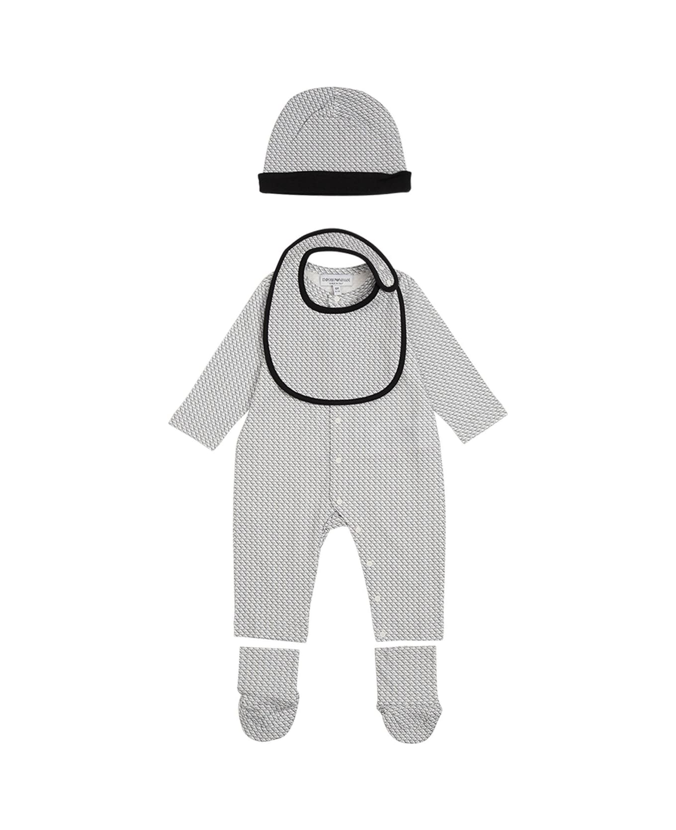 Emporio Armani Grey Matching Suit In Cotton Baby Boy Emporio Armani Kids - Beige ボディスーツ＆セットアップ