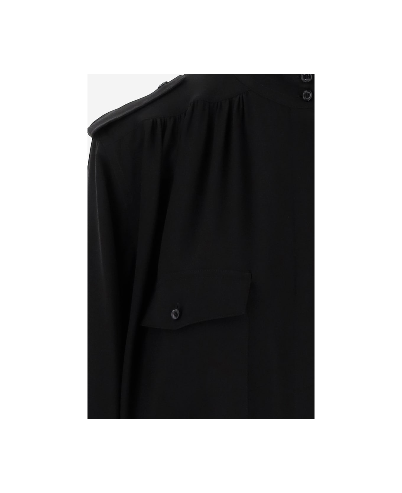 Chloé Pleated Silk Crepe Shirt - Black