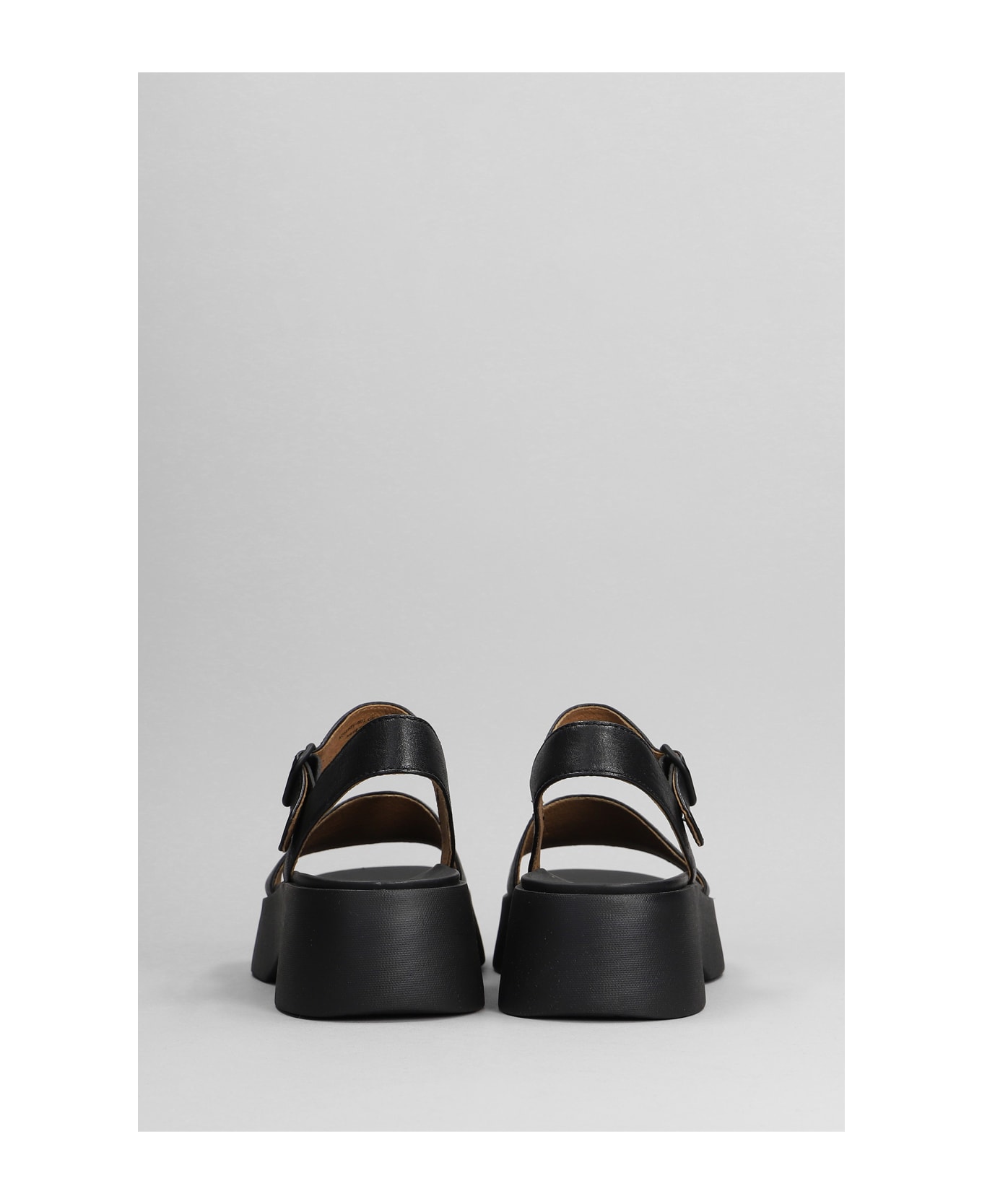 Camper Tasha Sandals In Black Leather - black