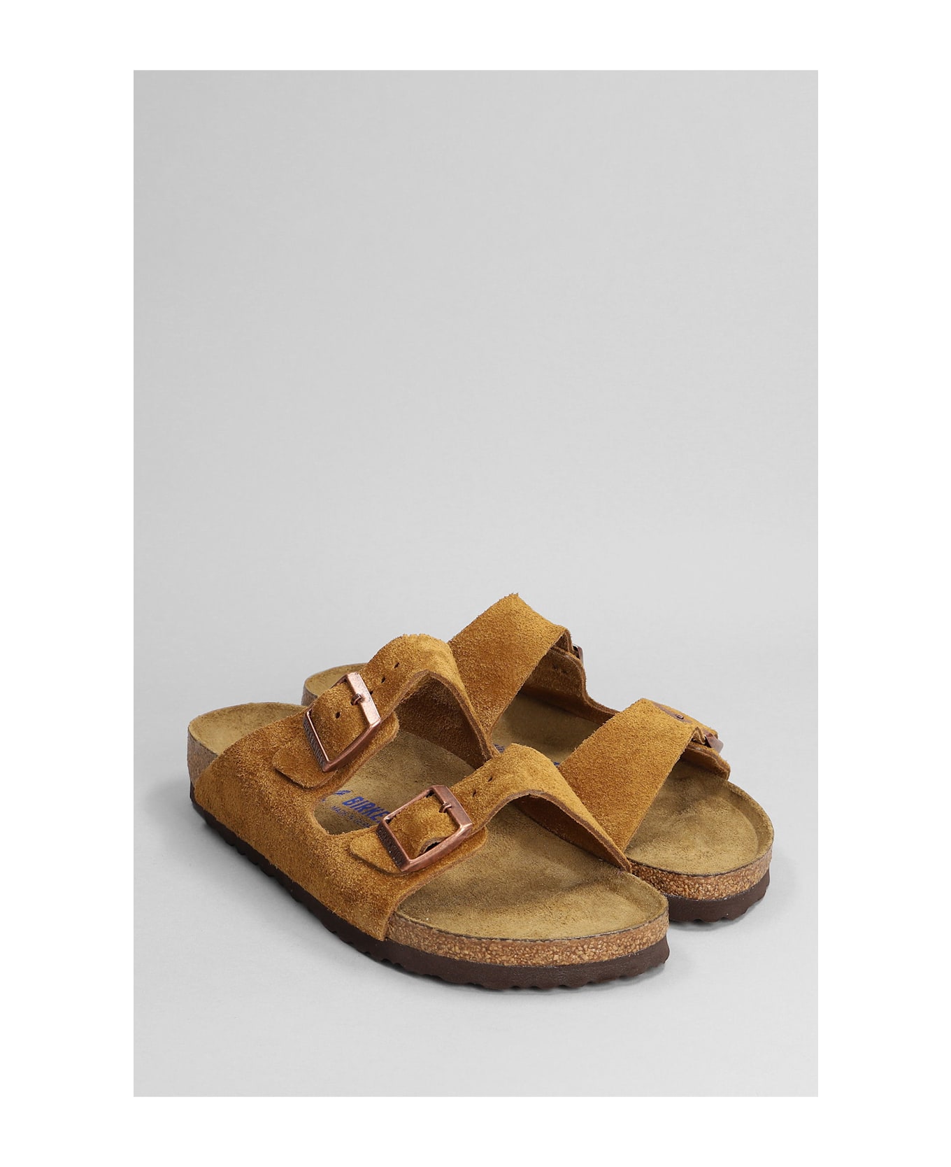 Birkenstock Arizona Sfb Flats In Leather Color Suede - leather color