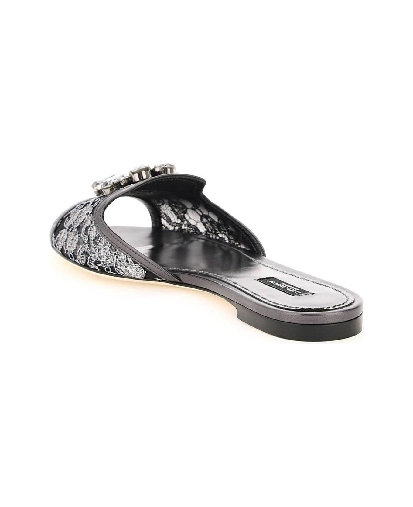 Dolce 
Gabbana Bianca Crystal Embellished Sandals - Silver