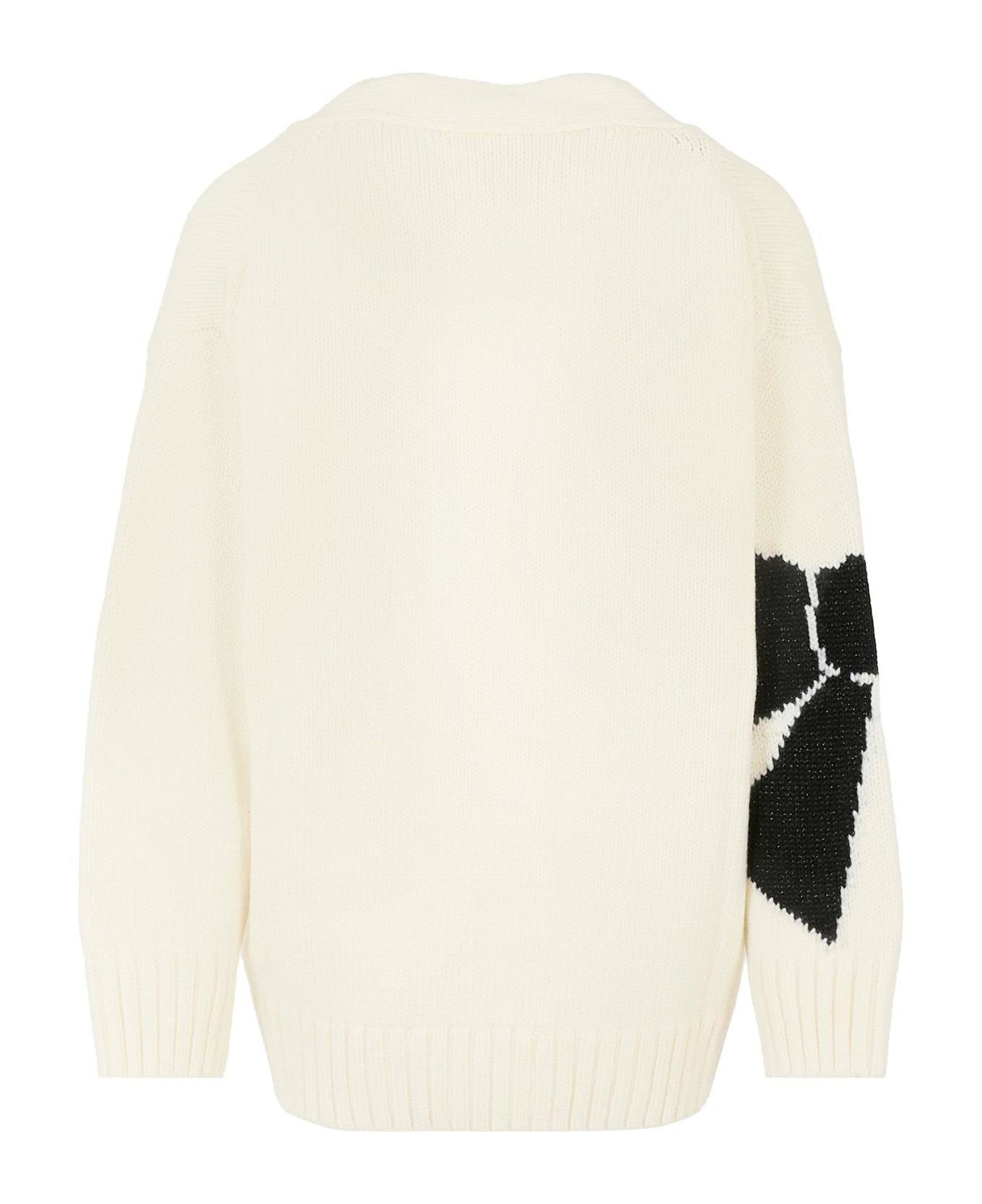 Simonetta White Cardigan For Girl With Bow - White