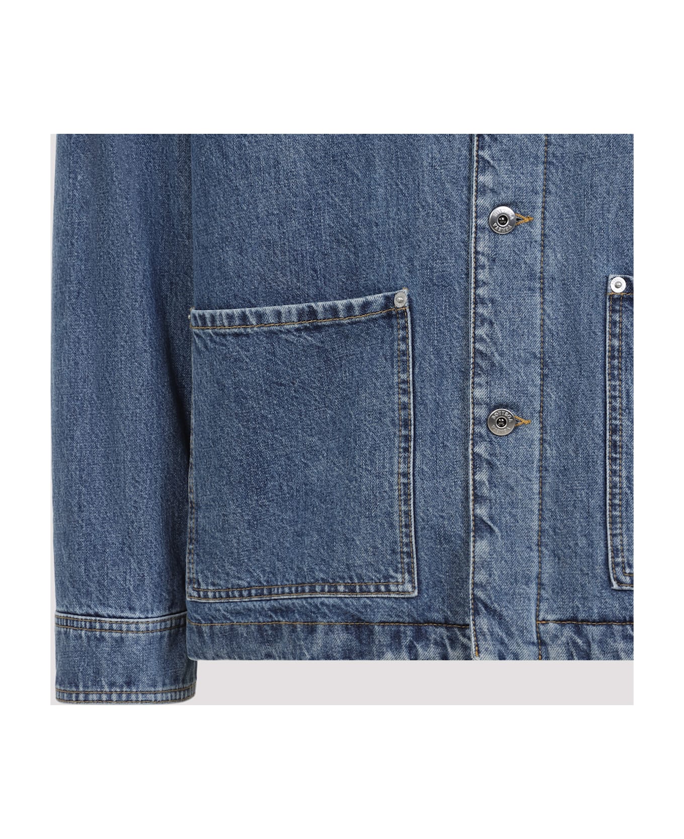 Bottega Veneta Suede Collar Denim Jacket - Mid Blue