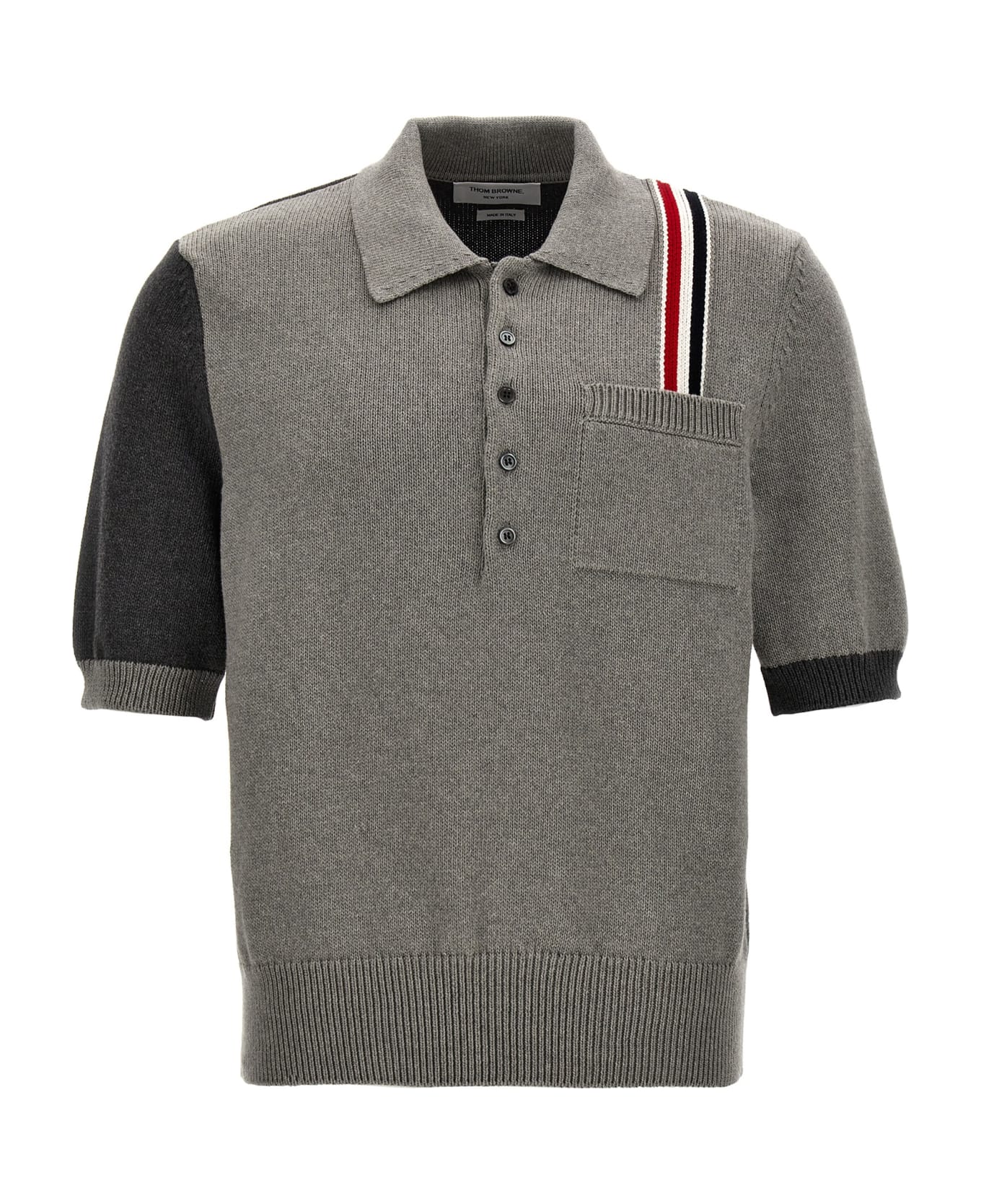 Thom Browne 'fun Mix Jersey Stitch' Polo Shirt - Gray