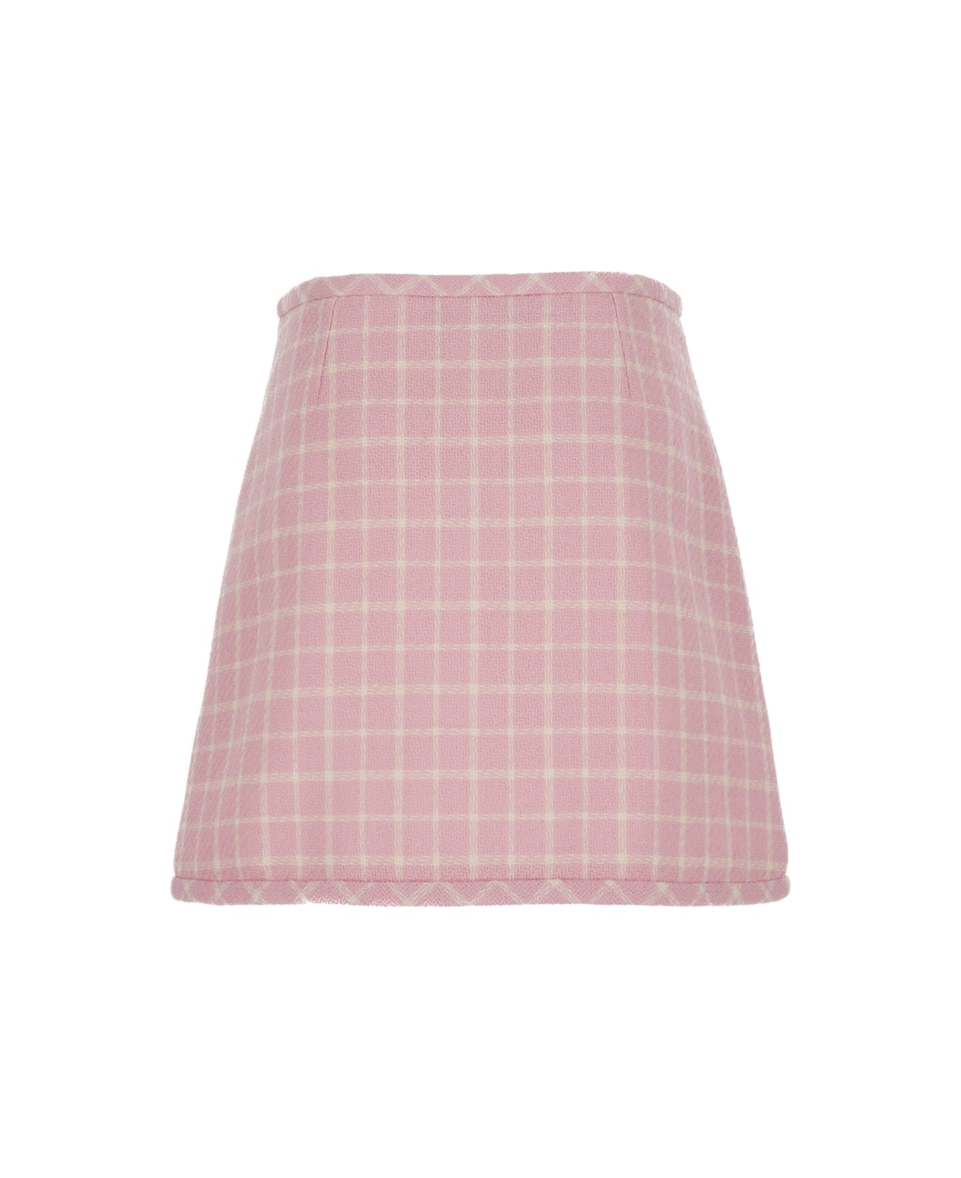 Versace Pink Check-pattern Skirt In Tweed Woman - Pink