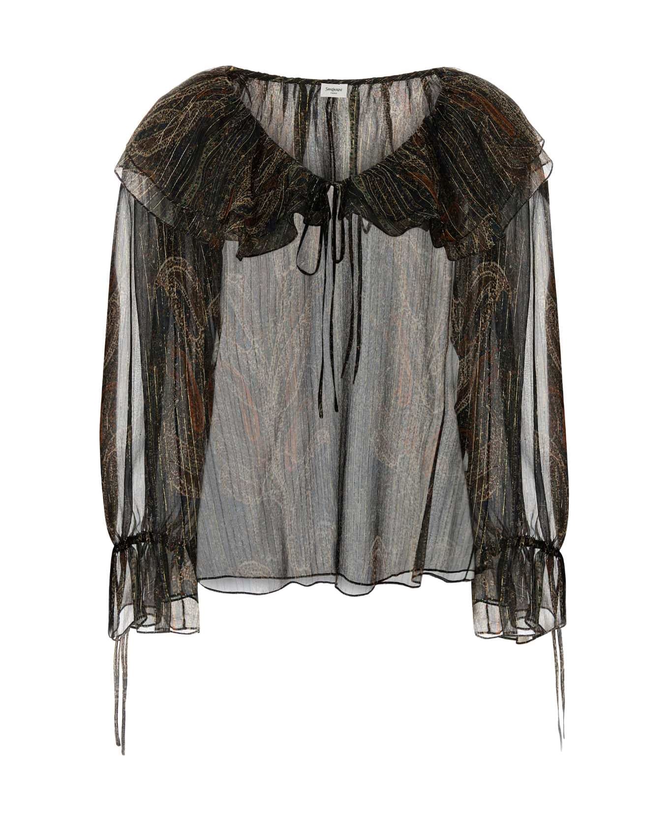 Saint Laurent Printed Silk Blend Blouse - MULTICOLOREFONCE