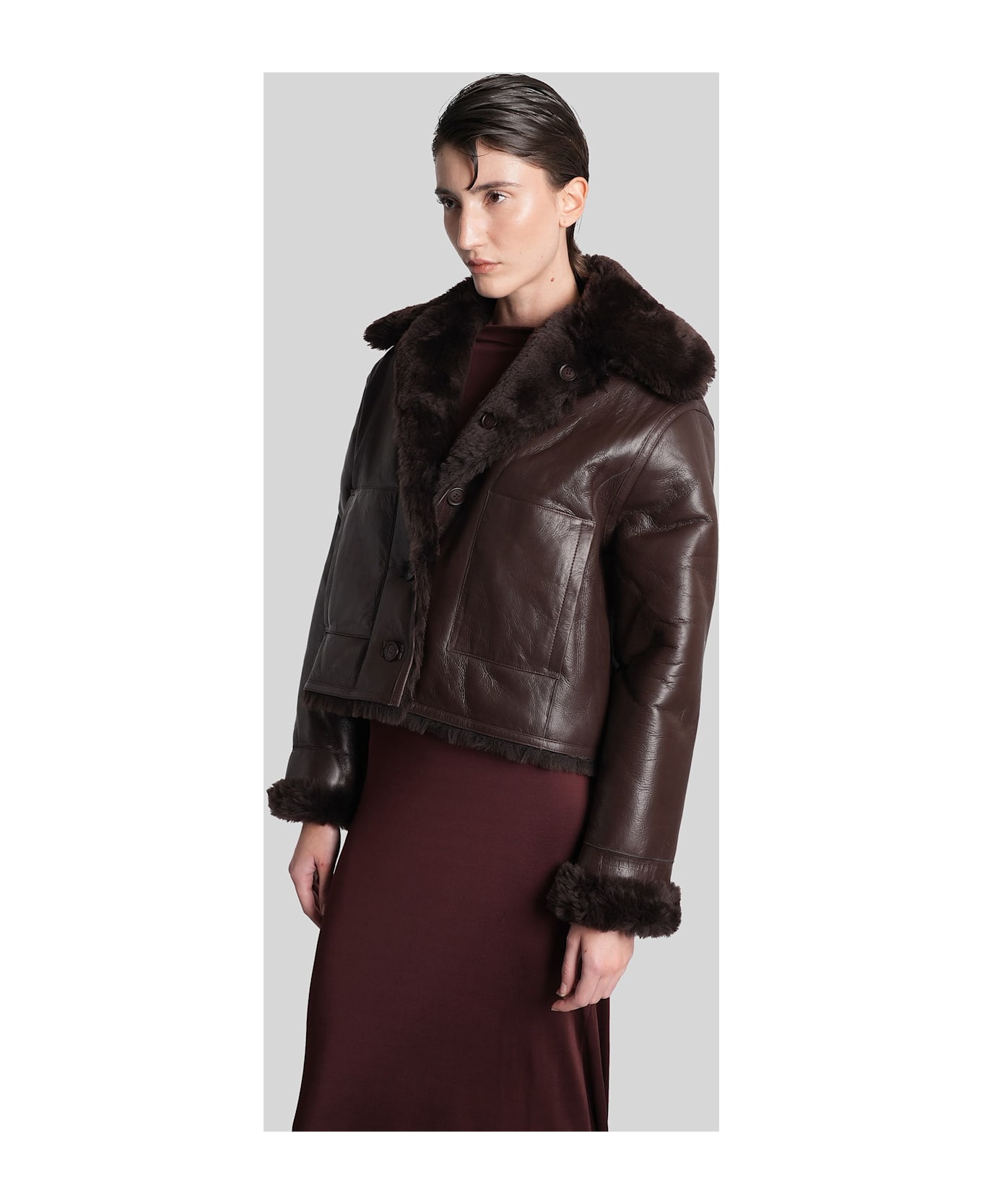 David Koma Leather Jacket In Brown Leather - brown
