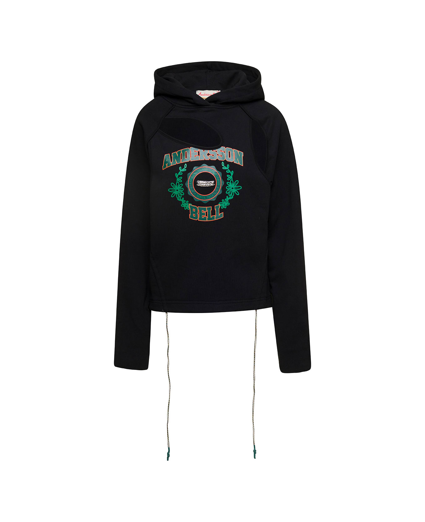 Andersson Bell Black Hoodie With Cut-out Detail And Logo On The Front In Cotton Woman - Black