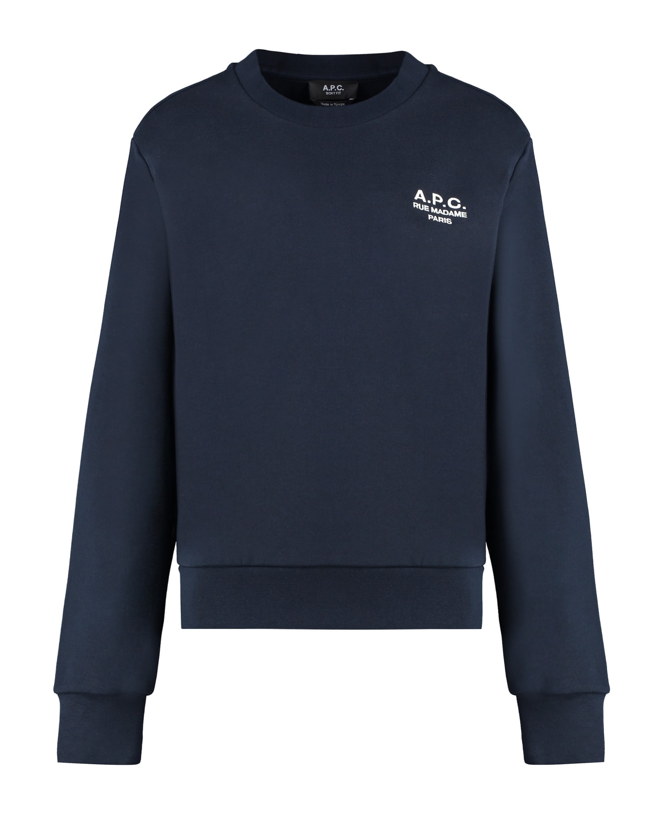 A.P.C. Boxy Rue Madame Cotton Crew-neck Sweatshirt - blue