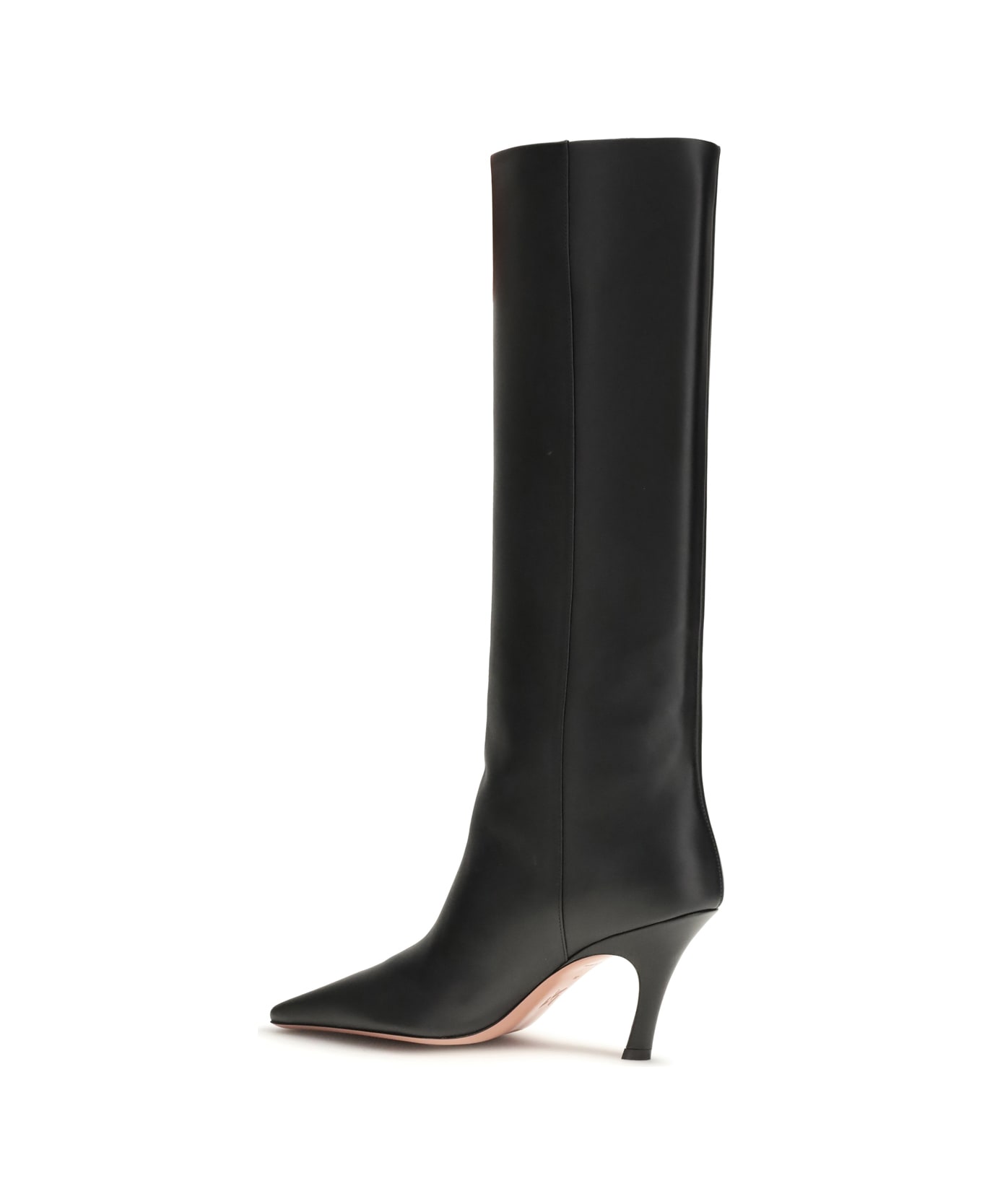 Amina Muaddi Leather Mona Boot 80 Calf