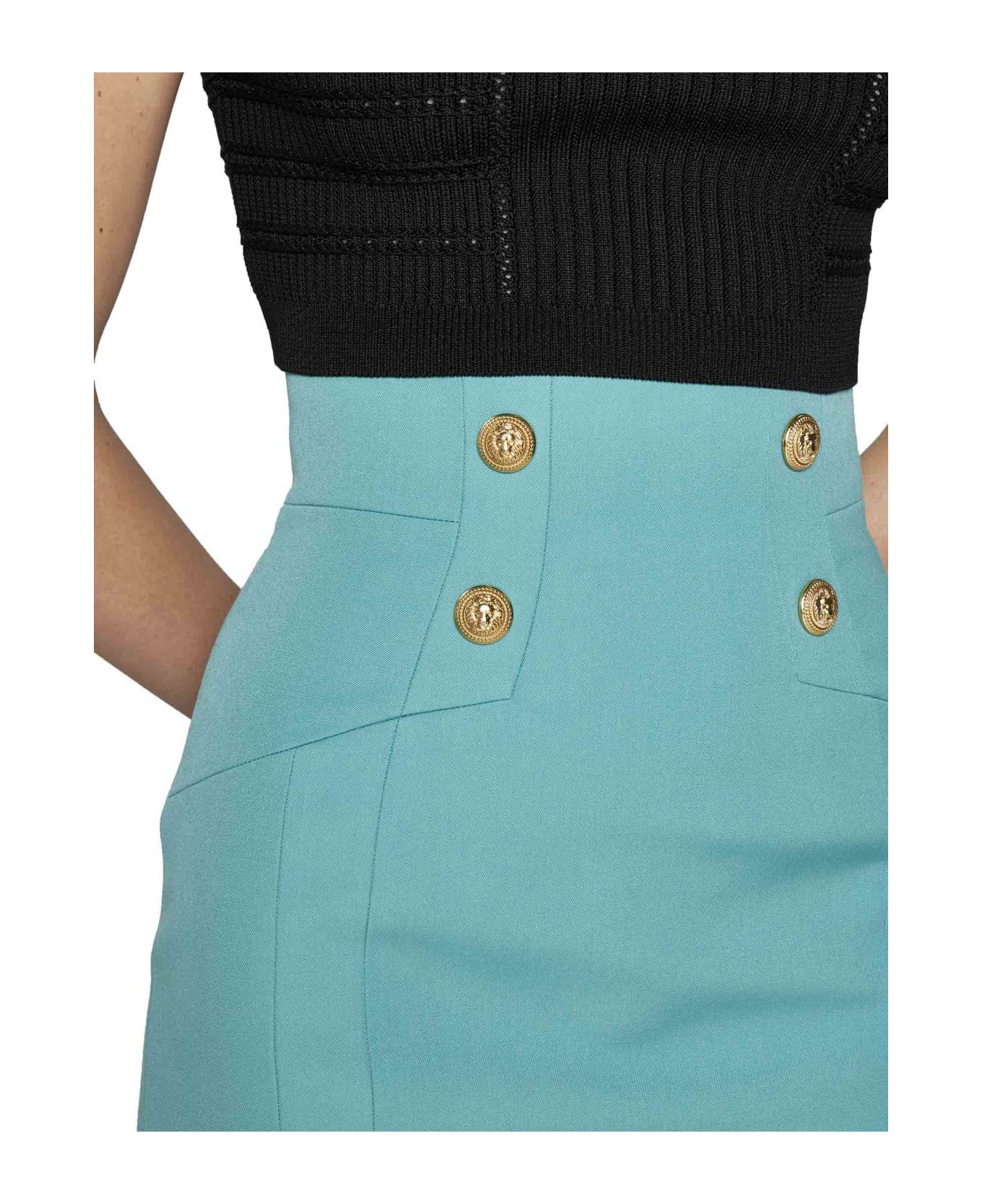 Balmain Grain De Poudre Skirt - Vert d'eau