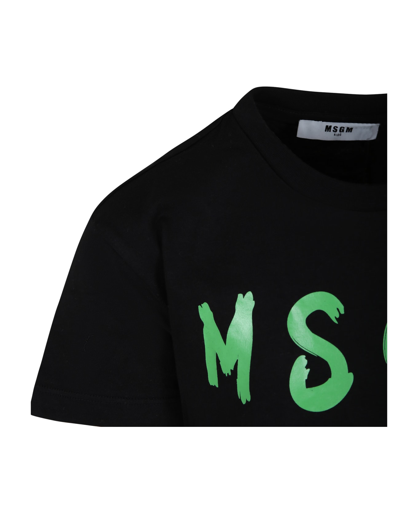MSGM Black T-shirt For Kids With Logo - Nero